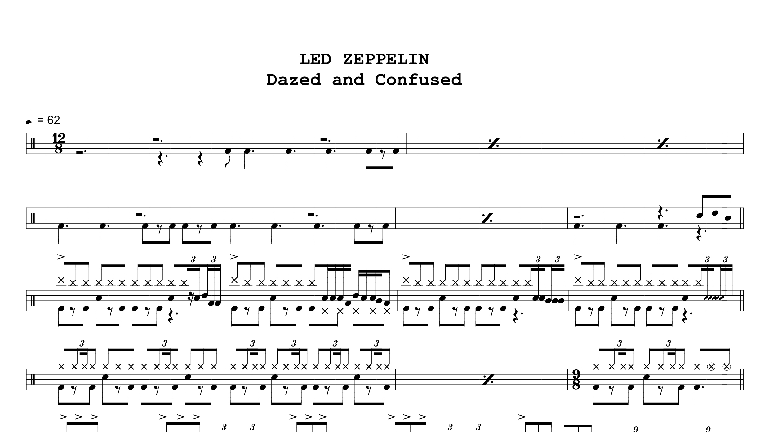 Led Zeppelin – Dazed and confused鼓谱