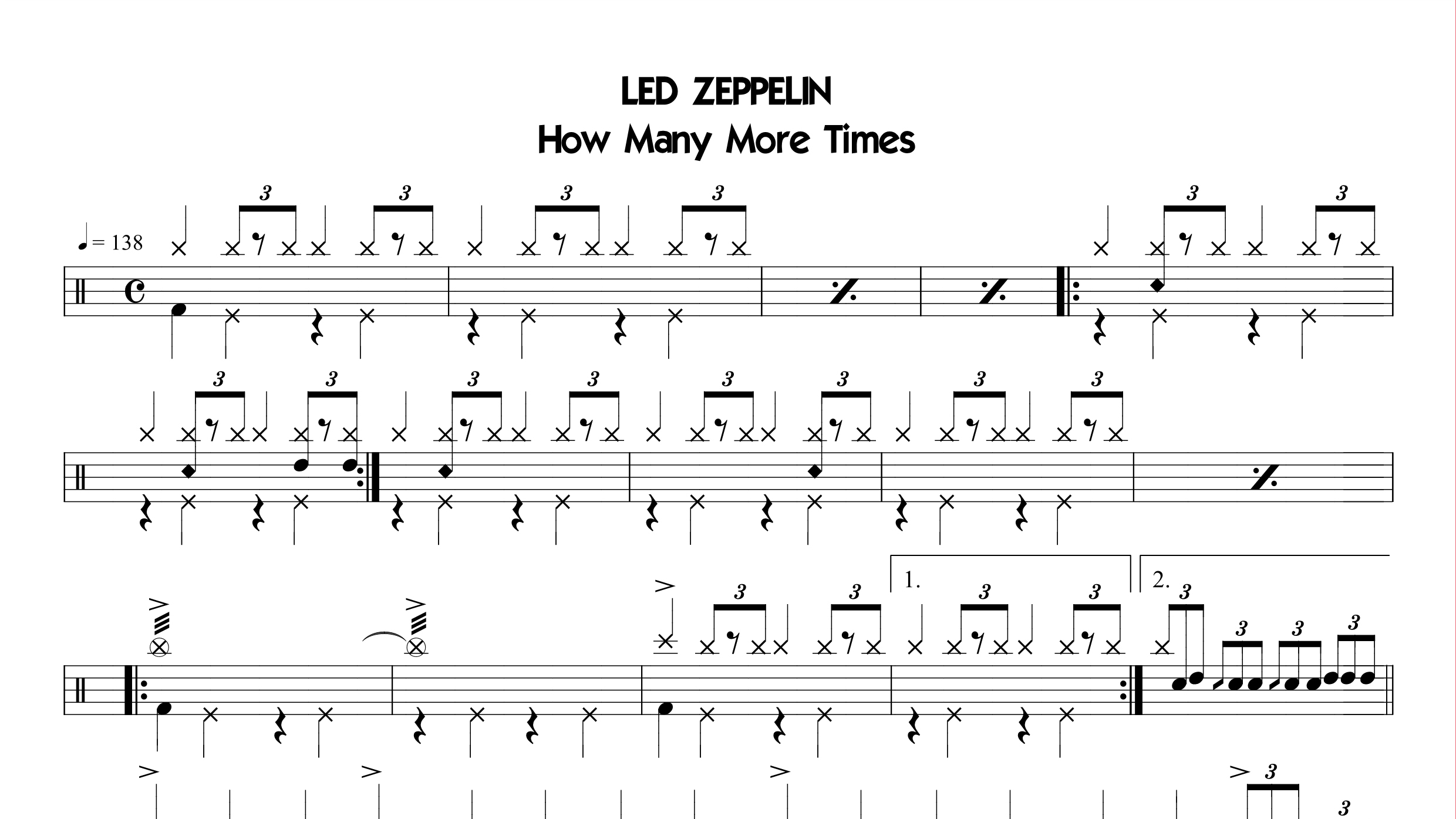 Led Zeppelin – How many more times鼓谱