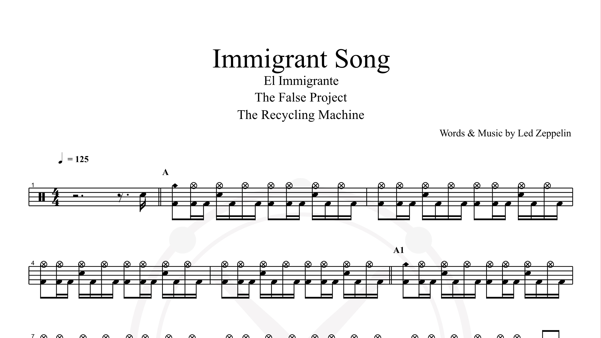 Led Zeppelin – Immigrant Song鼓谱