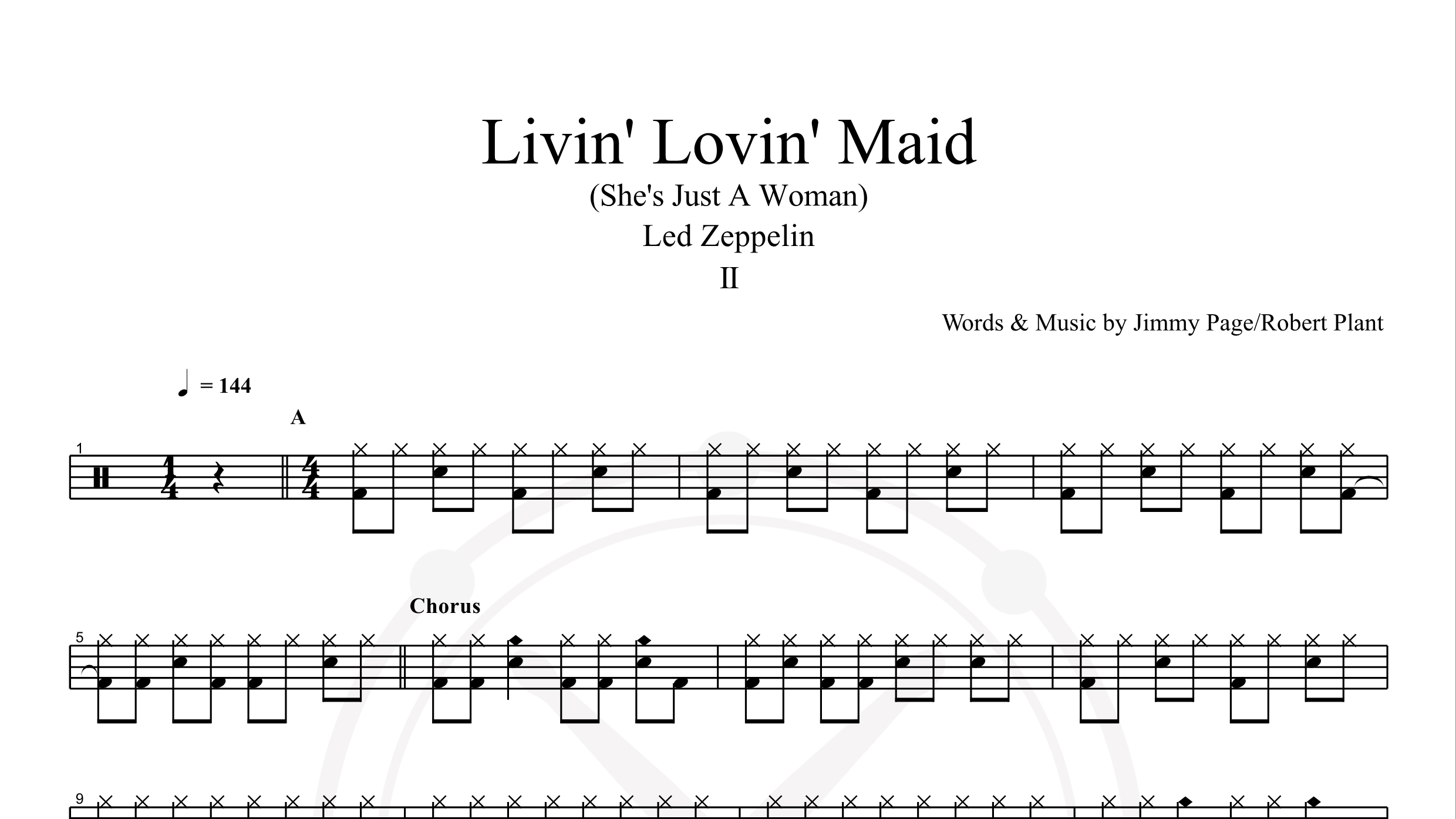 Led Zeppelin – Livin’ Lovin’ Maid (She’s Just A Woman)鼓谱