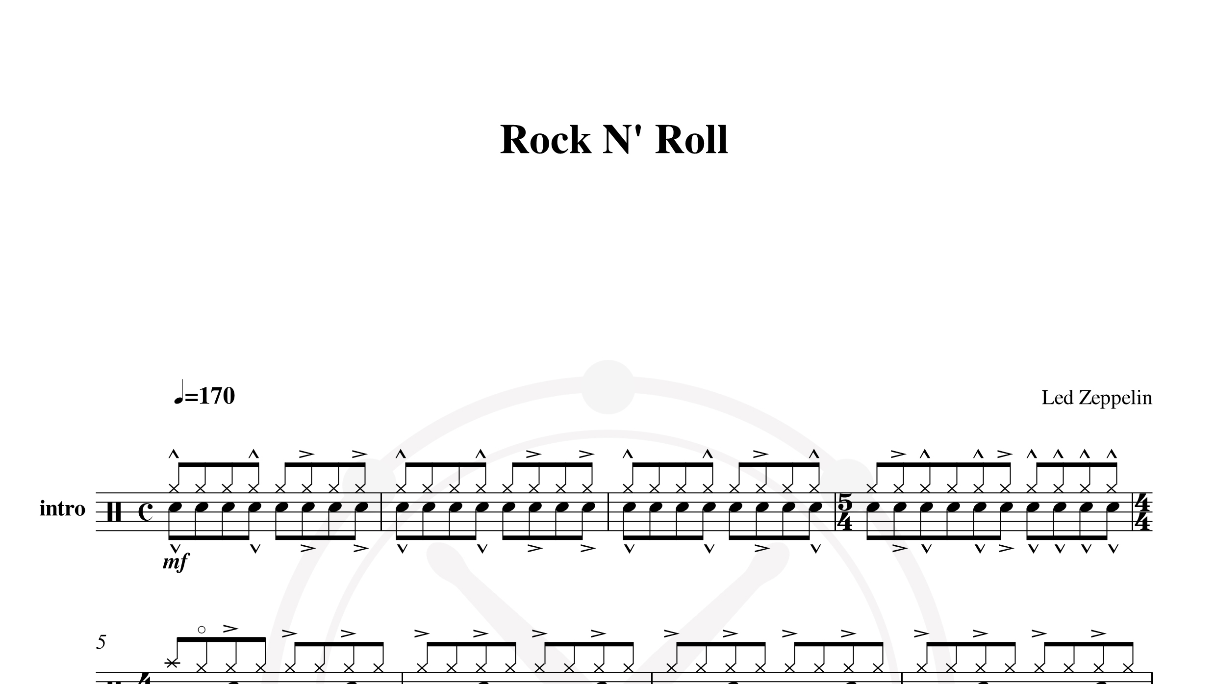 Led Zeppelin – Rock and roll鼓谱