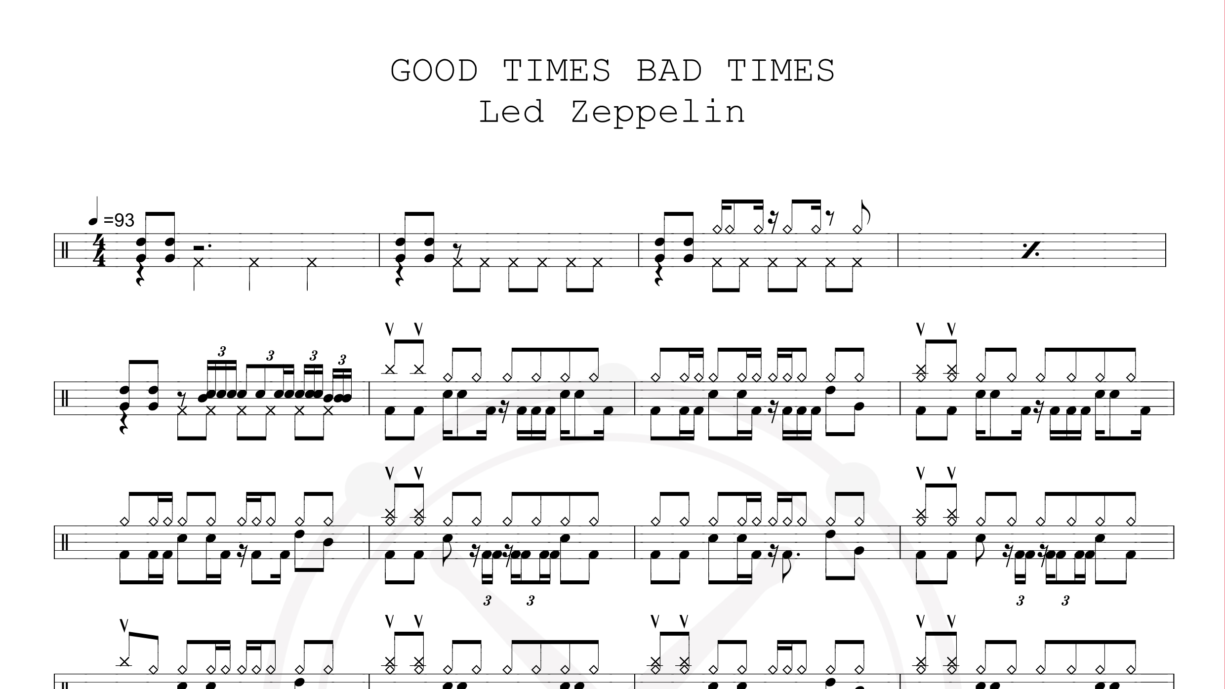 Led Zeppelin – good times bad times鼓谱