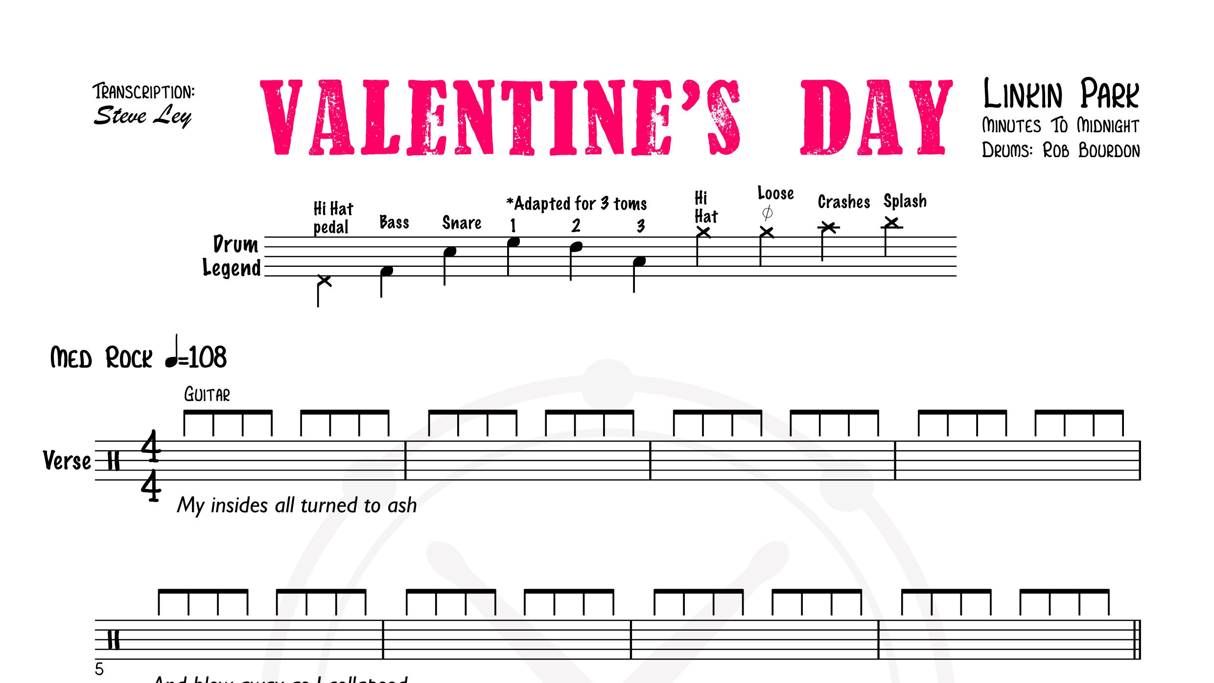 Linkin Park 林肯公园乐队 – Valentines Day鼓谱