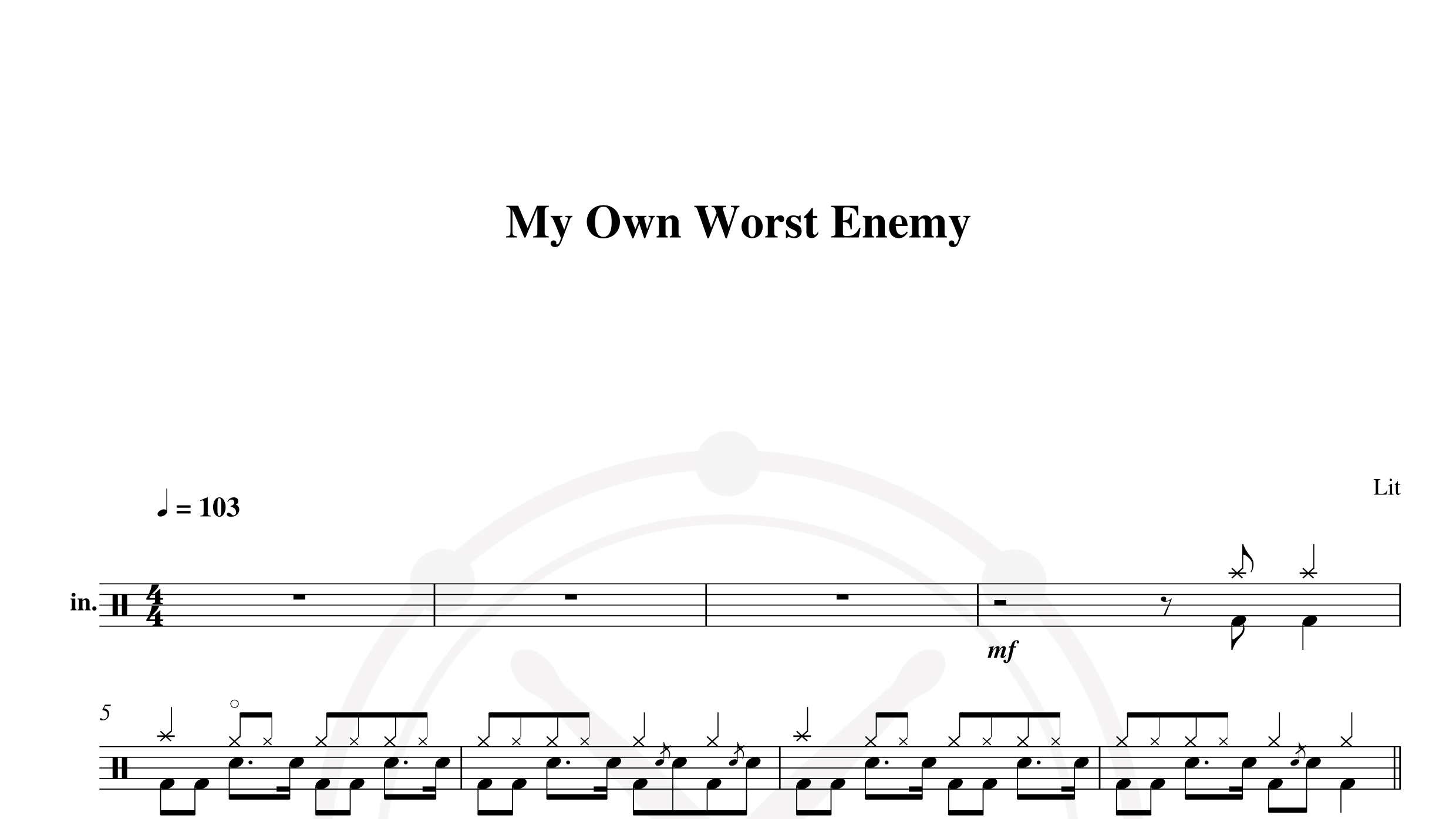 Lit – my own worst enemy鼓谱