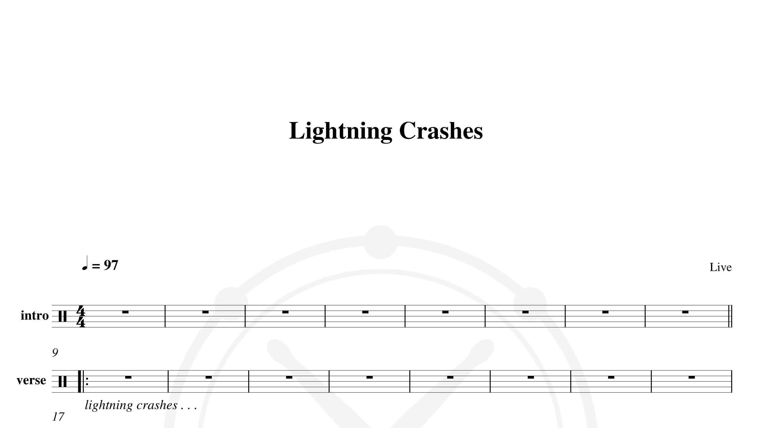 Live – lightning crashes鼓谱
