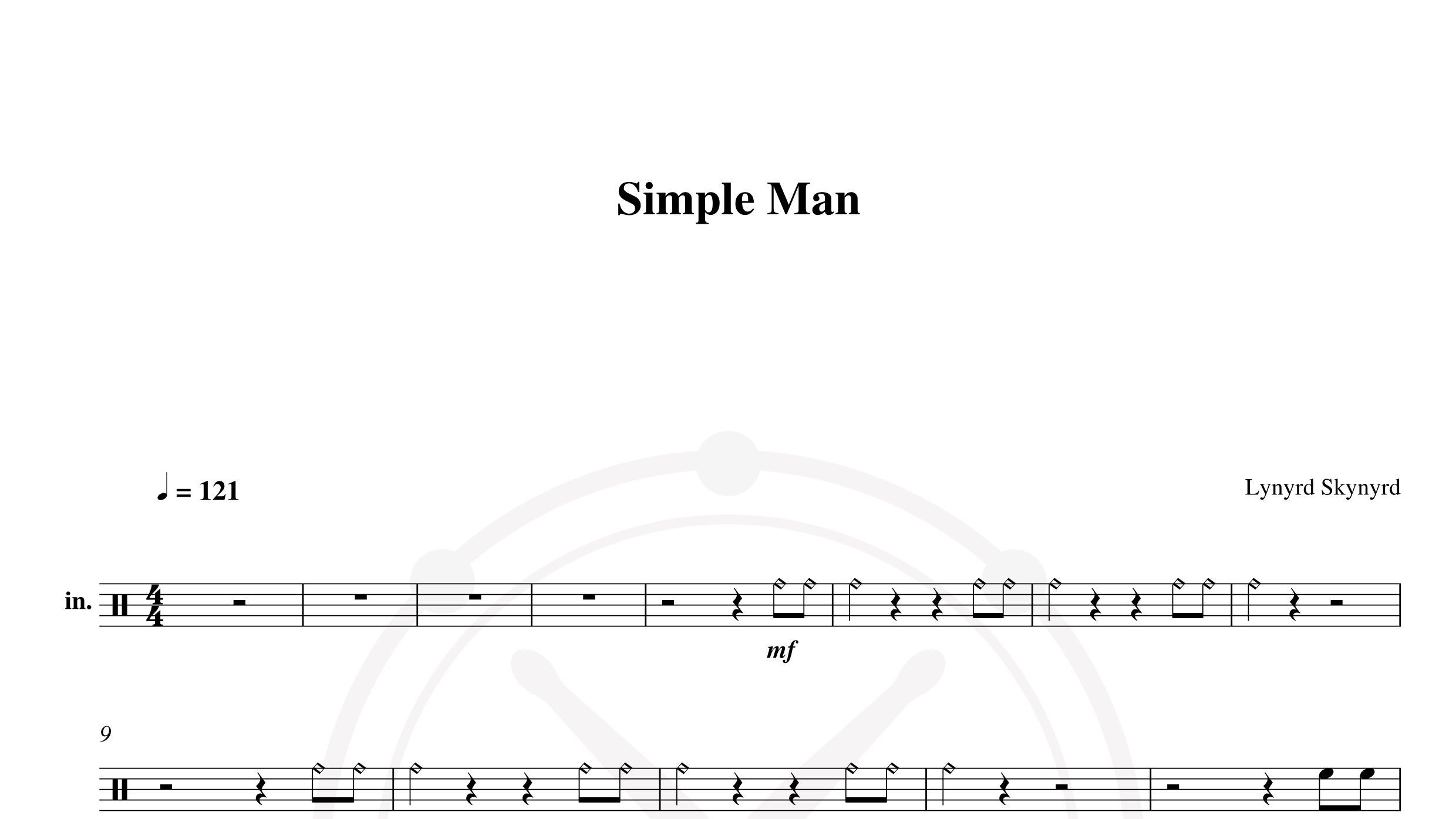 Lynyrd Skynyrd – simple man鼓谱