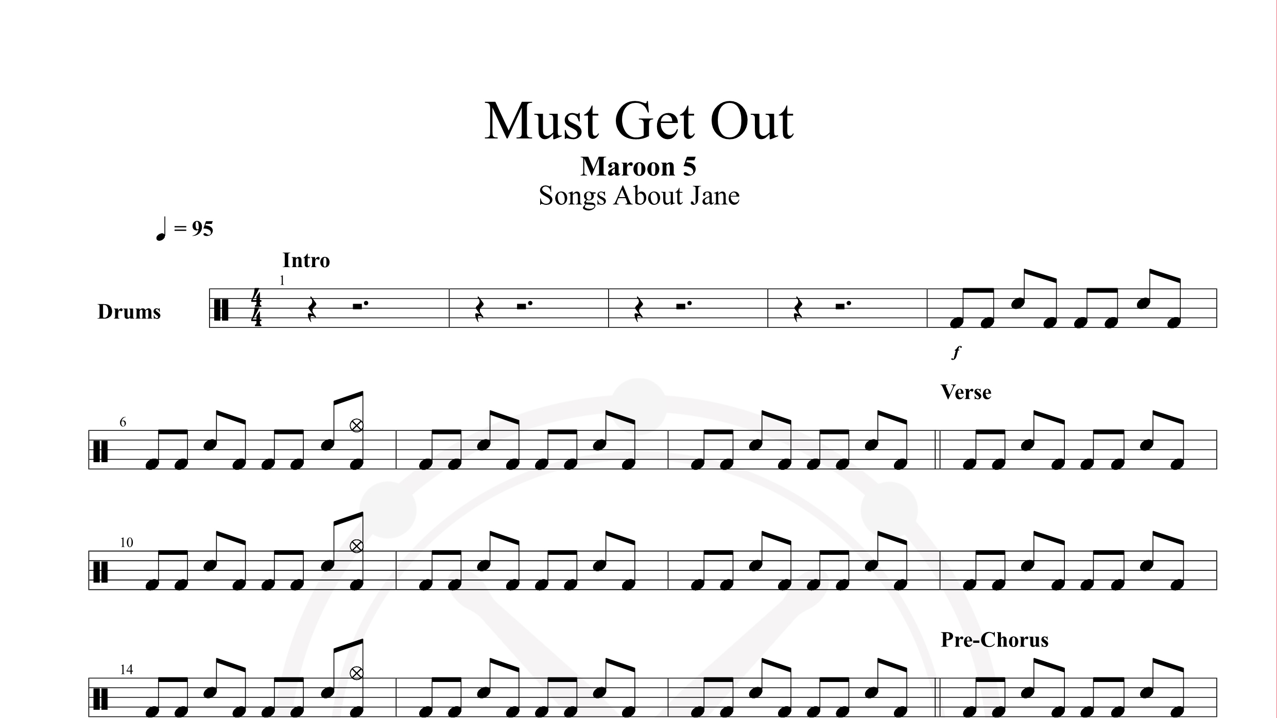 Maroon 5 – Must Get Out鼓谱