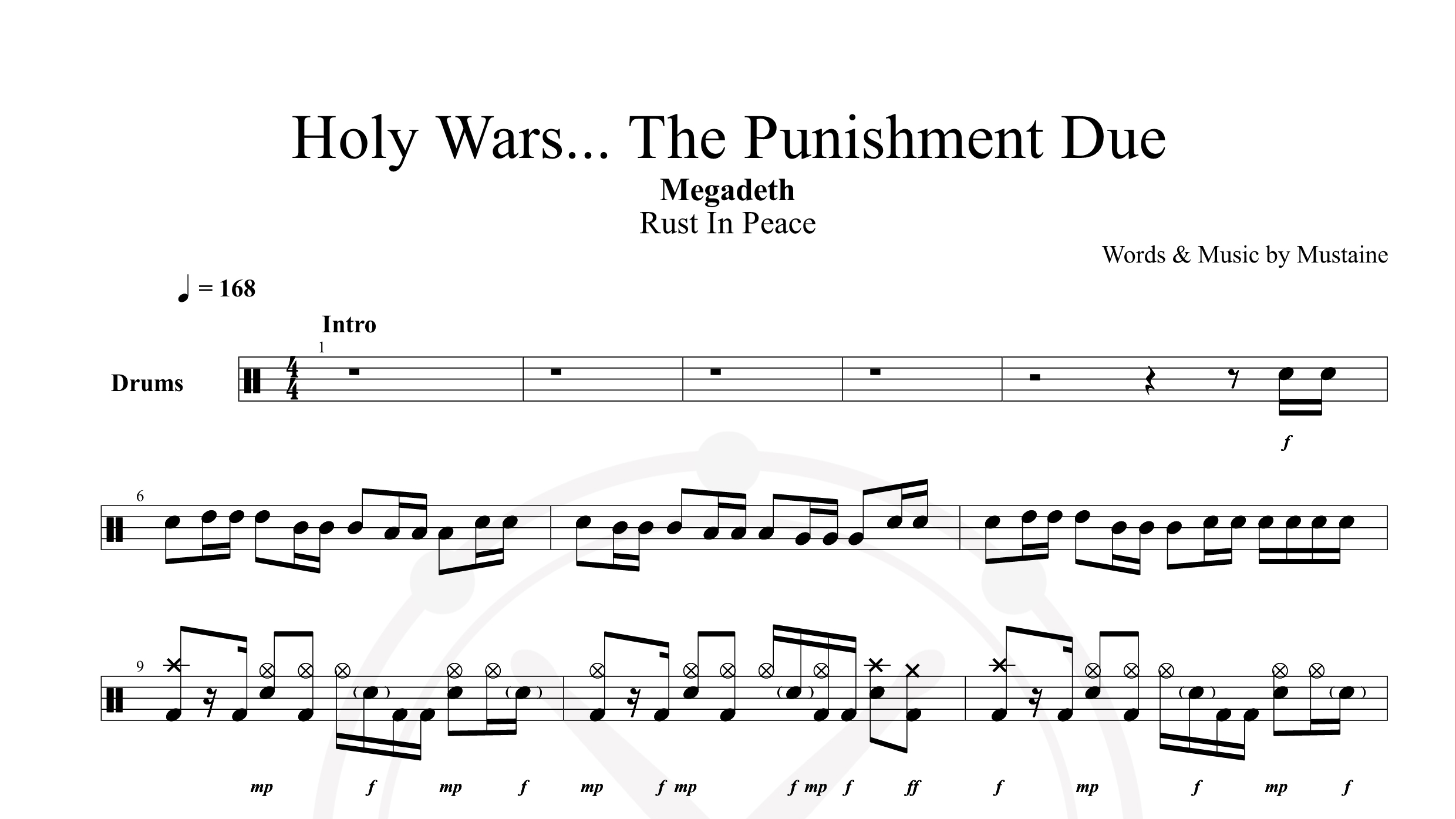 Megadeth – Holy Wars The Punishment Due鼓谱