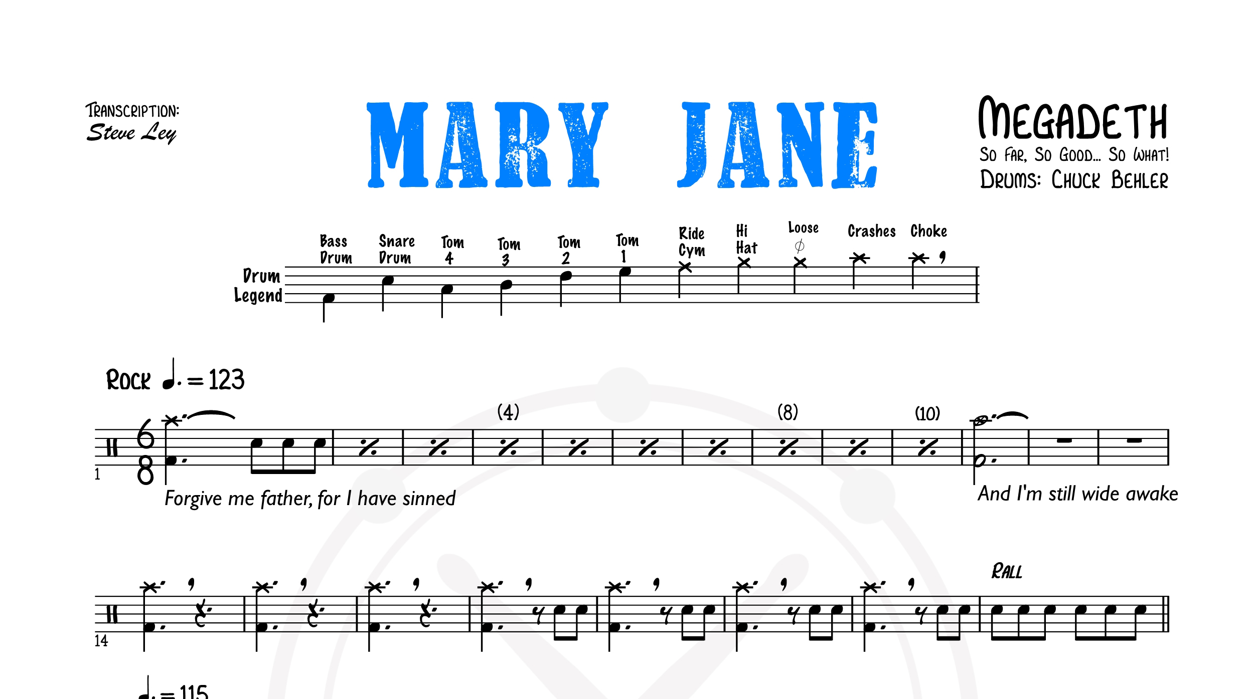 Megadeth – Mary Jane鼓谱