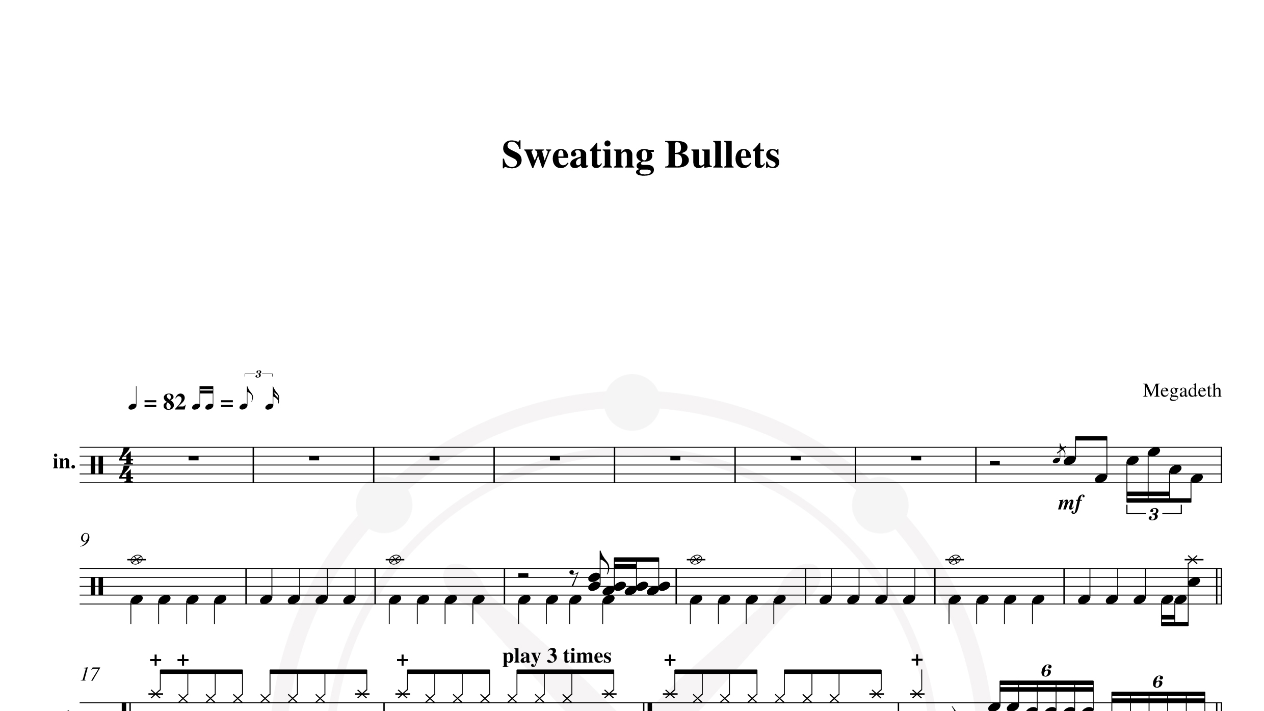 Megadeth – sweating bullets鼓谱