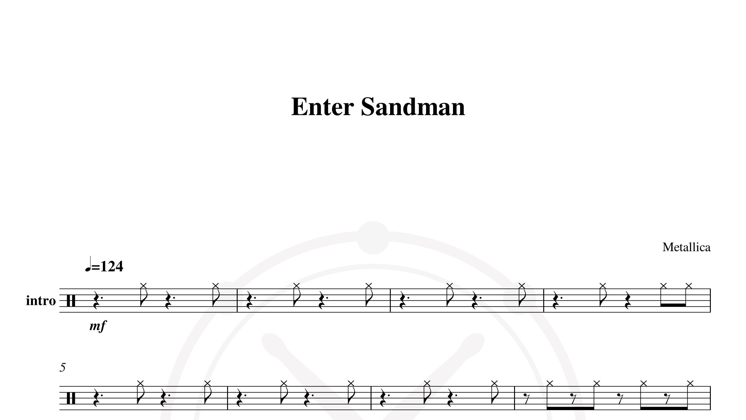 Metallica – Enter sandman (2)鼓谱