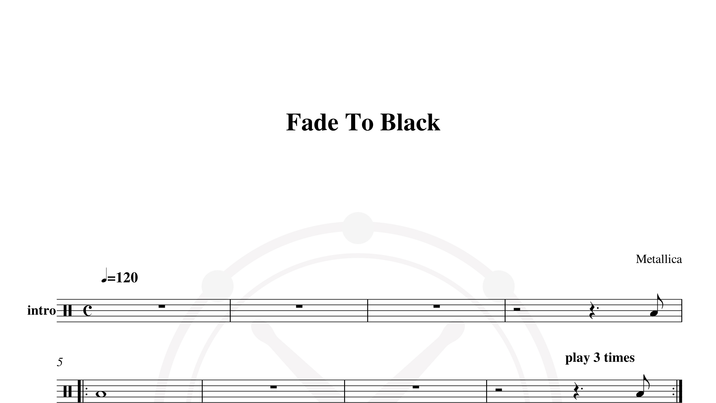 Metallica – Fade To Black鼓谱