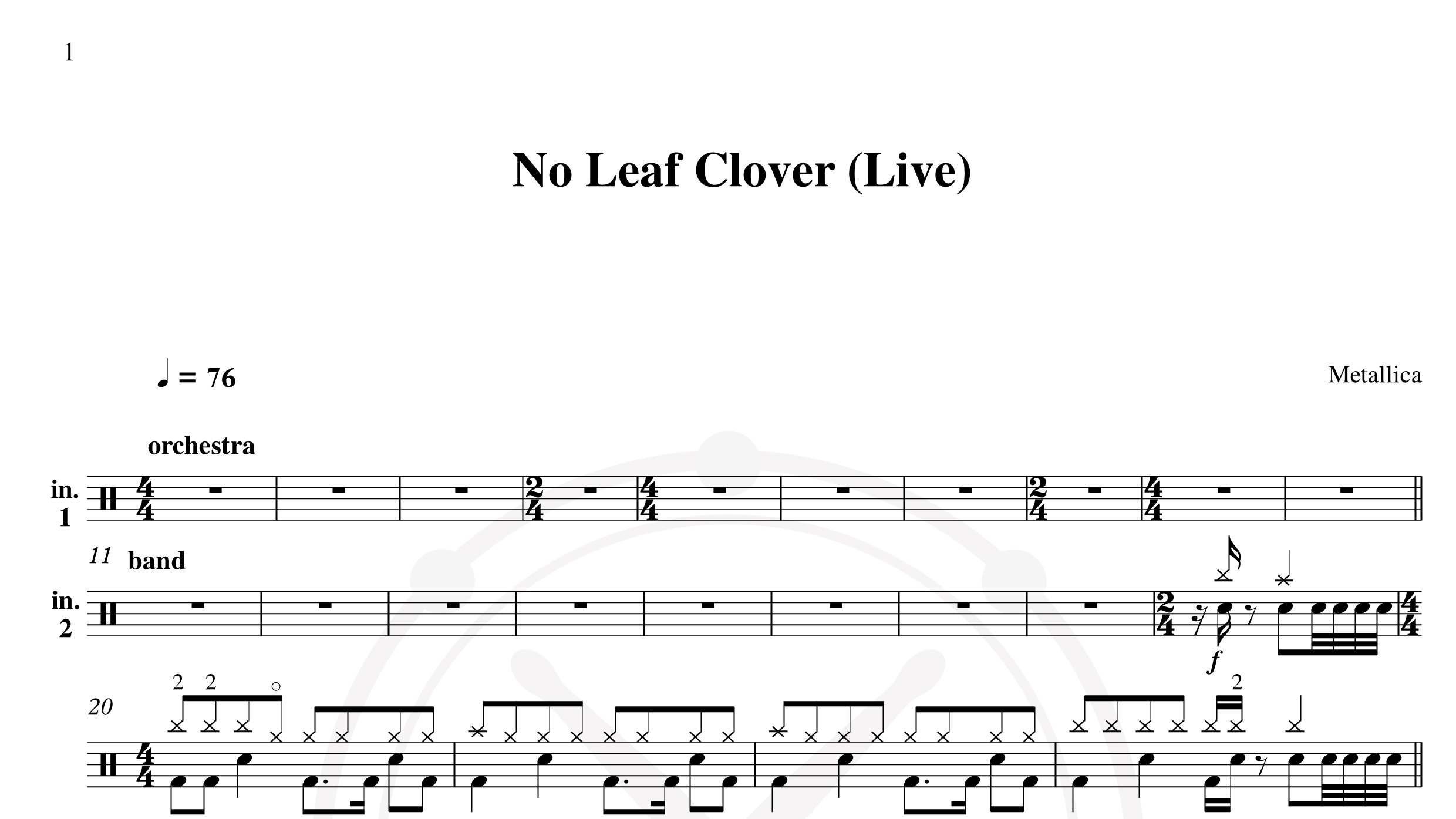 Metallica – No Leaf Clover Live鼓谱