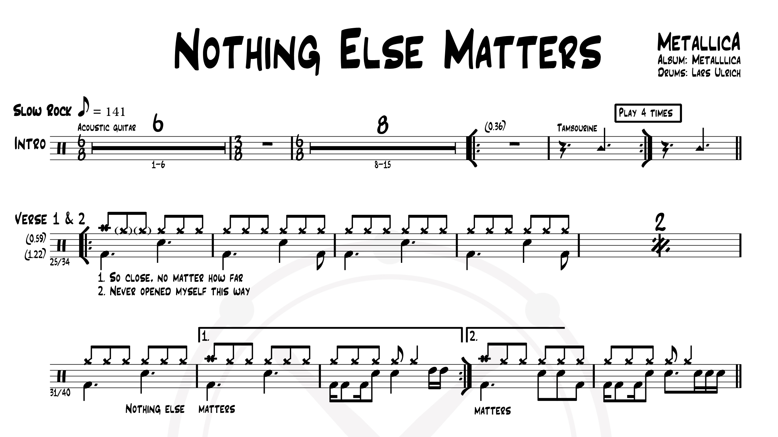 Metallica – Nothing Else Matters (2)鼓谱
