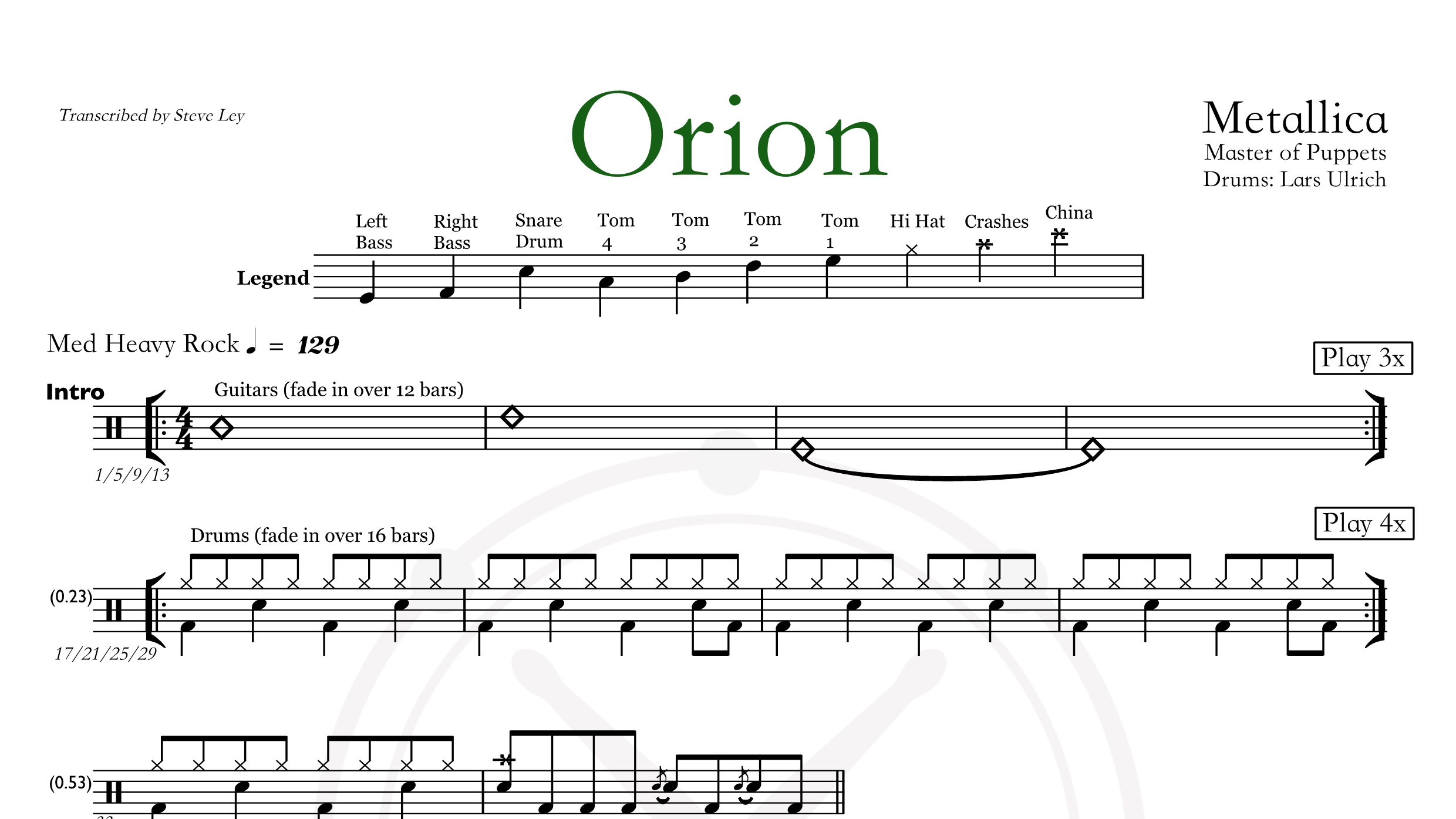 Metallica – Orion鼓谱