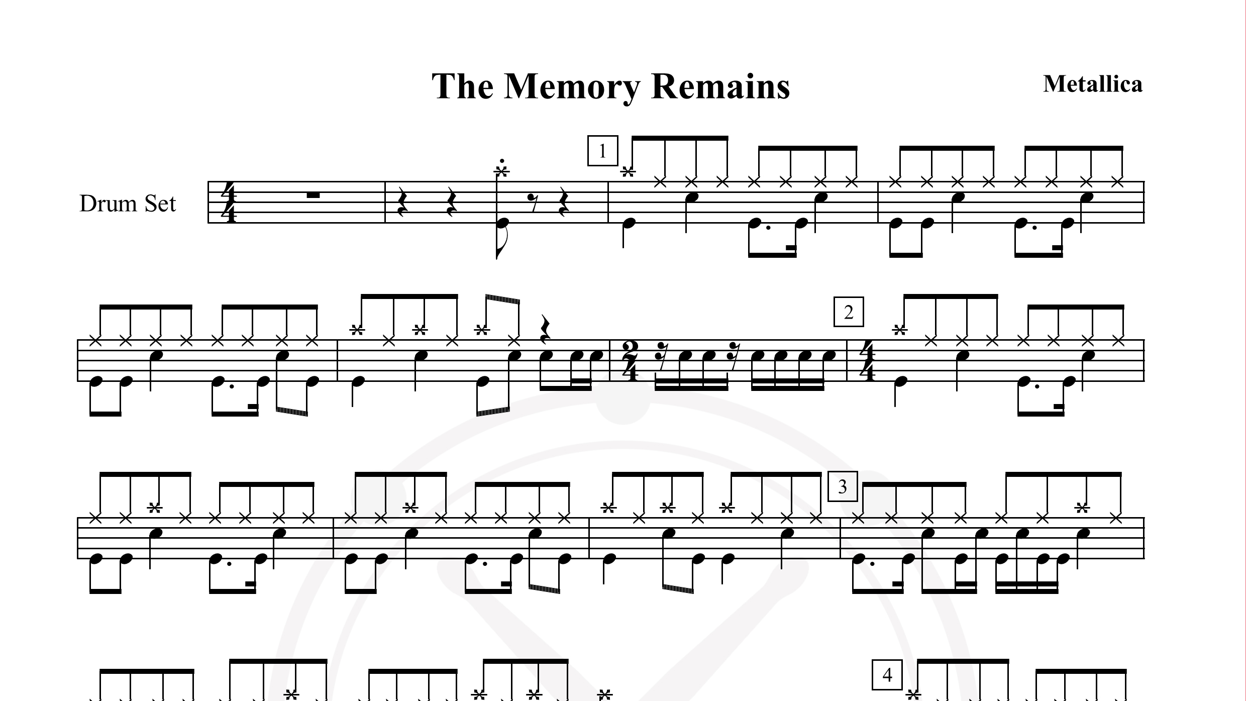 Metallica – The Memory Remains鼓谱