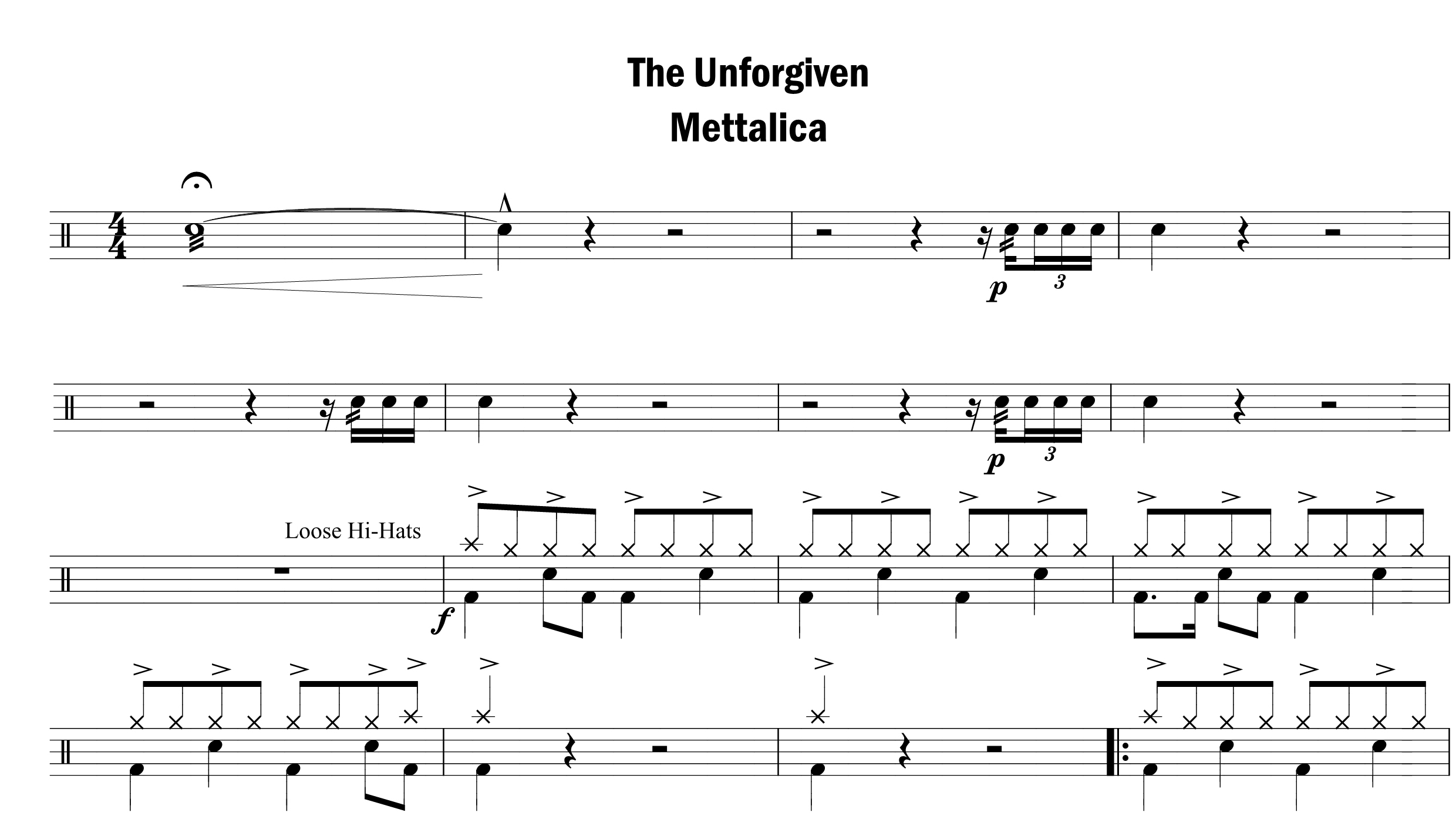 Metallica – The Unforgiven鼓谱