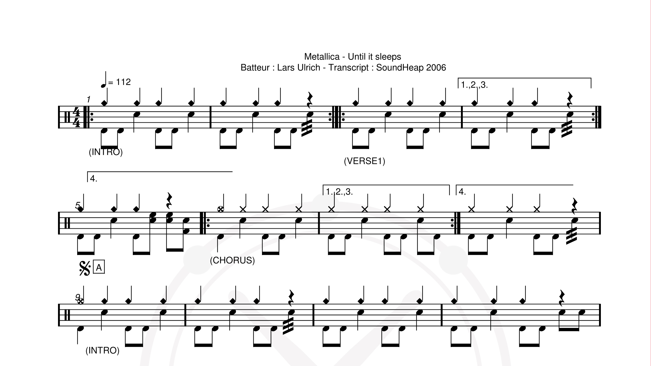 Metallica – Until It Sleeps鼓谱