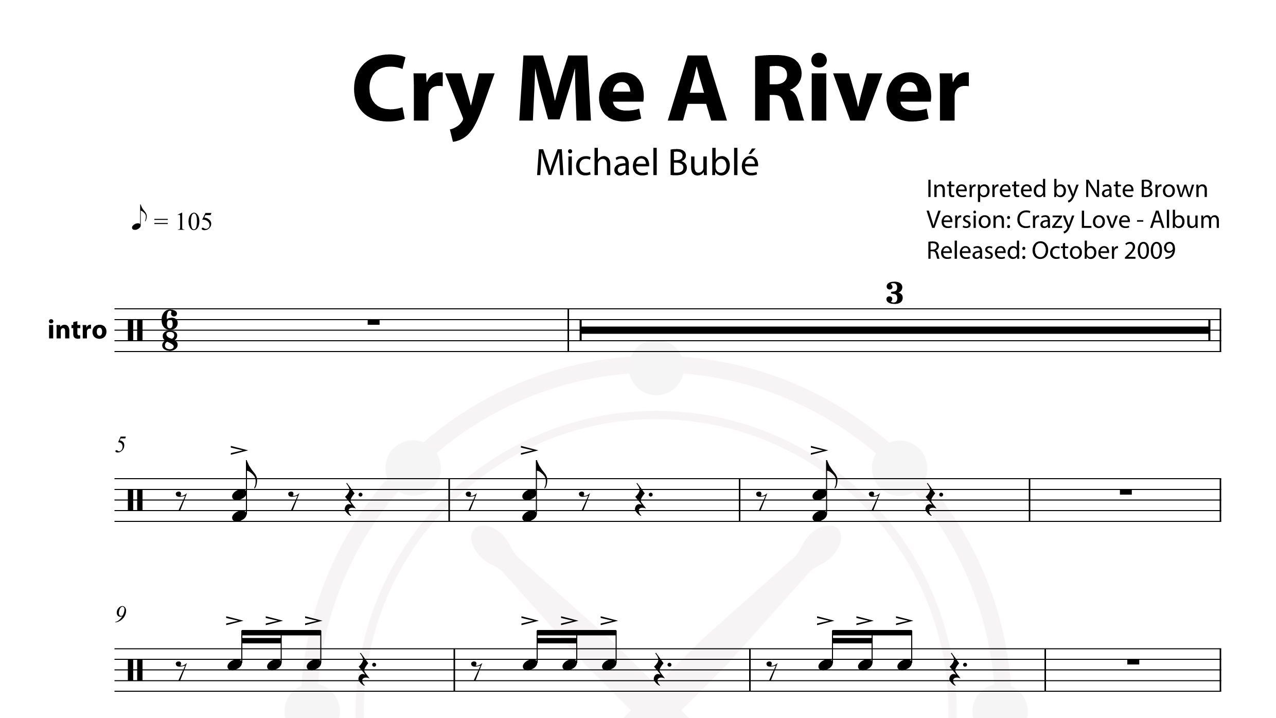 Michael Buble – Cry Me A River鼓谱