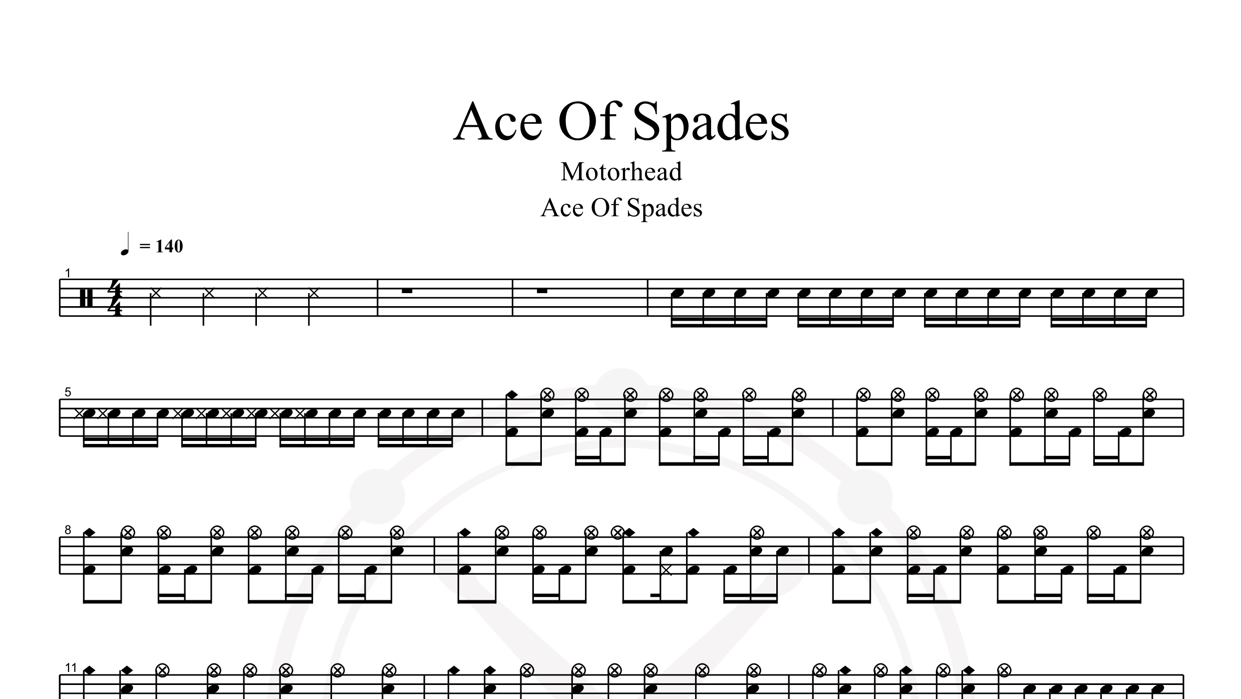 Motorhead – Ace Of Spades鼓谱