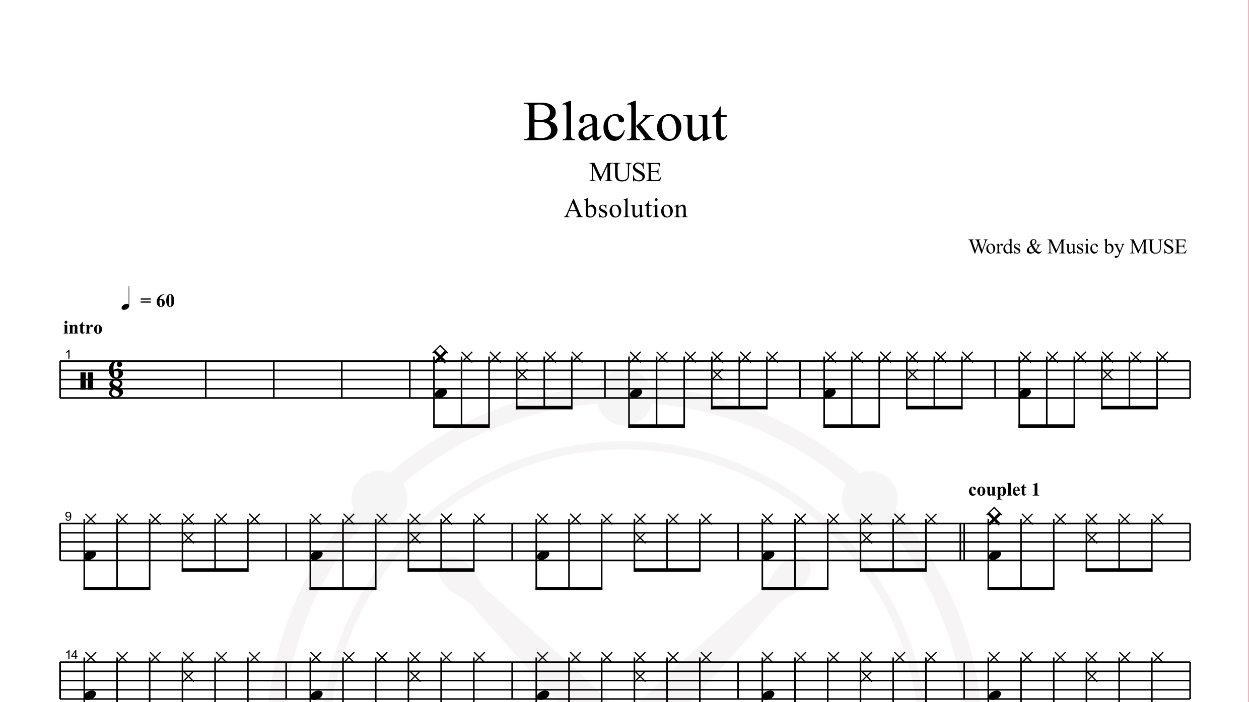 Muse – Blackout鼓谱