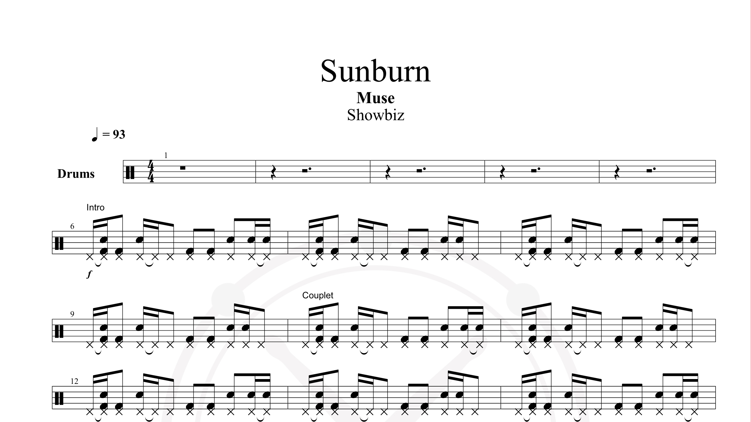 Muse – Sunburn鼓谱