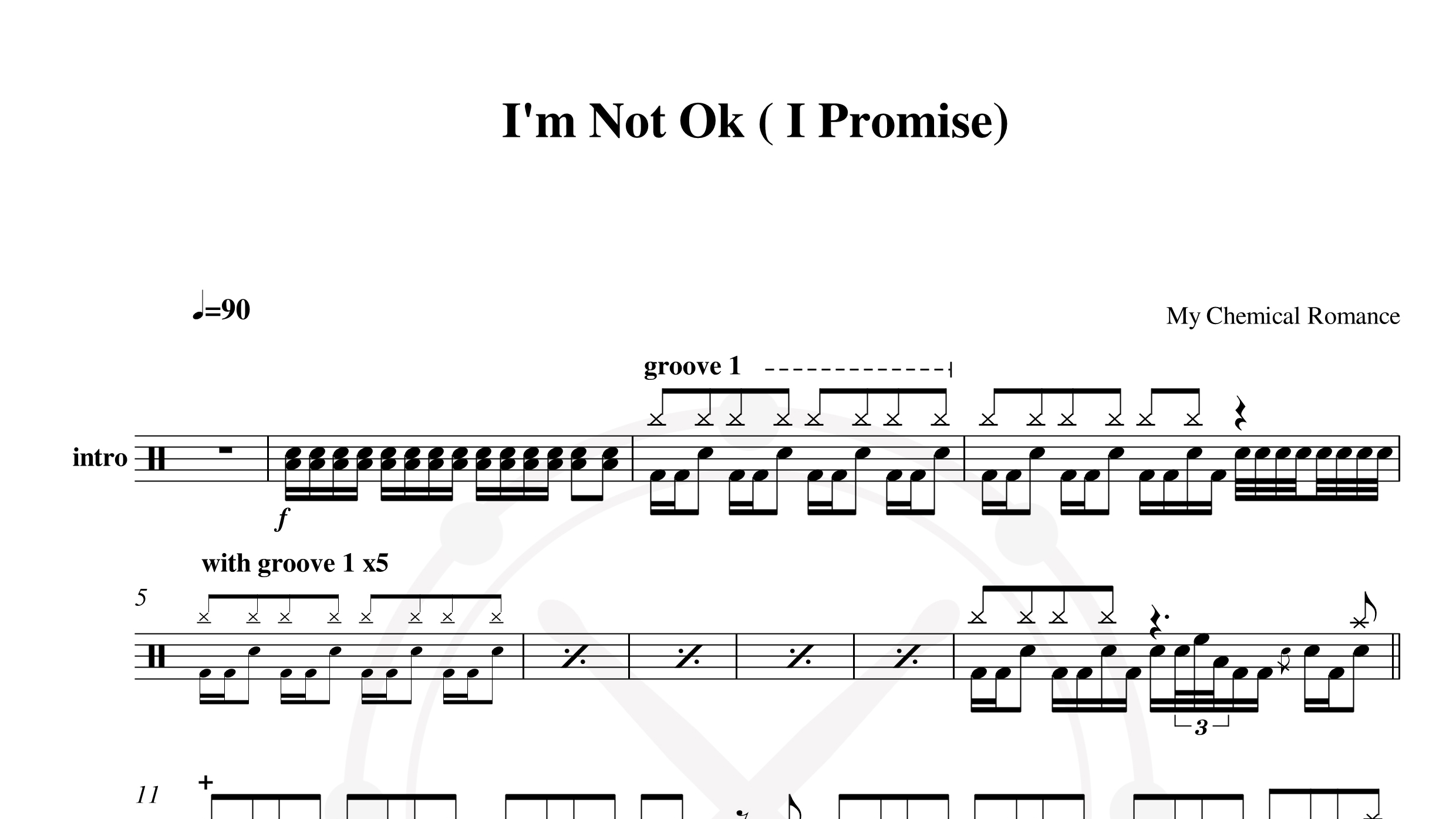 My Chemical Romance – I’m not ok鼓谱