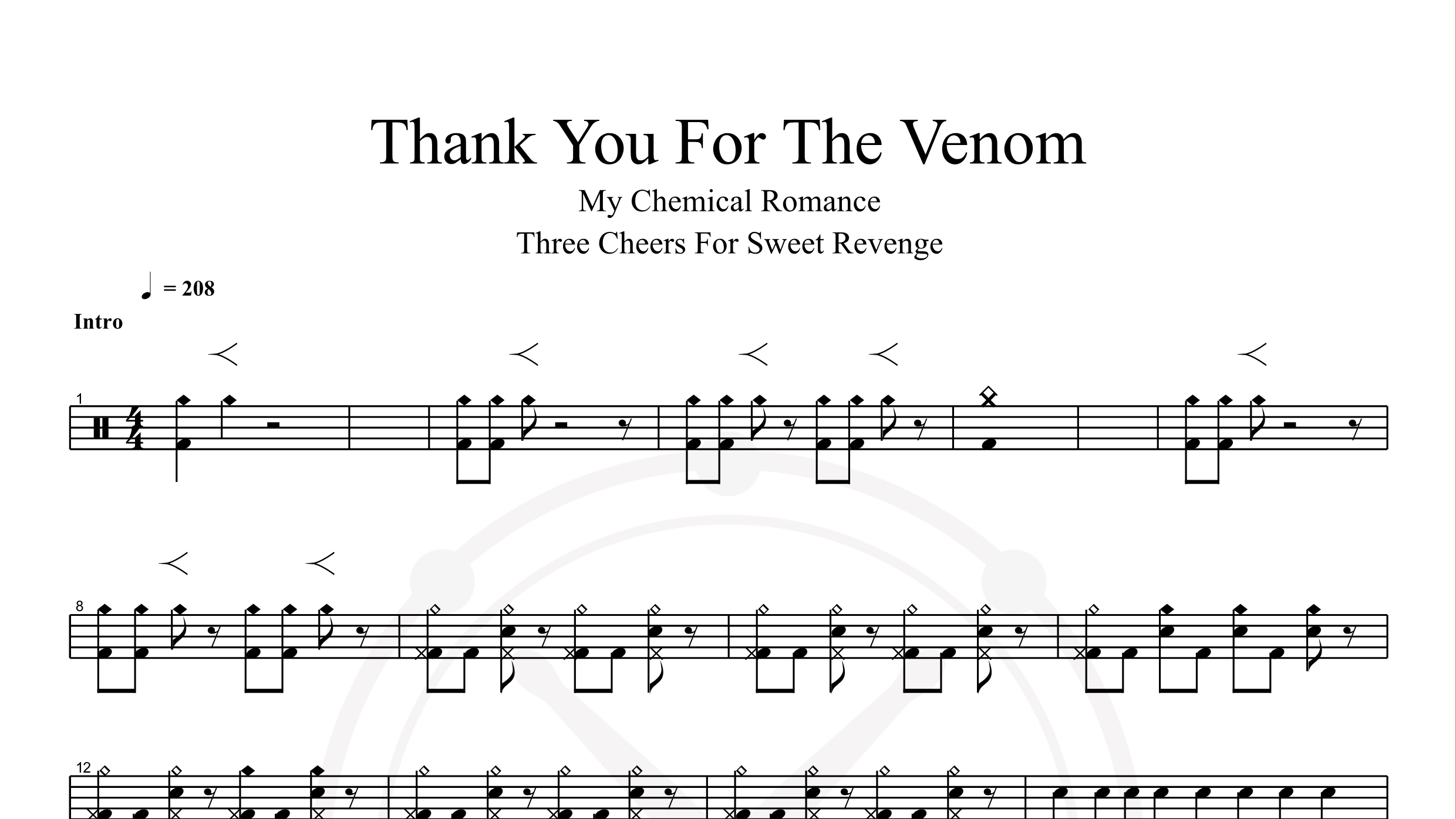 My Chemical Romance – Thank You For The Venom鼓谱
