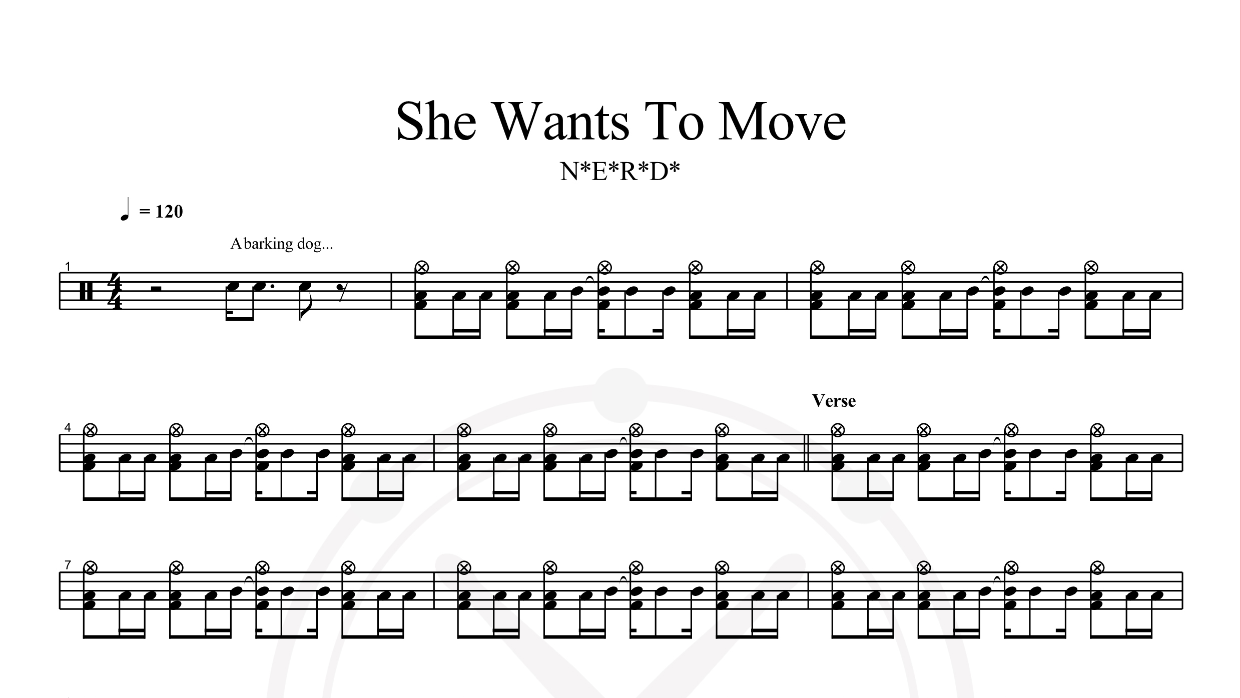 N.E.R.D – She Wants To Move鼓谱