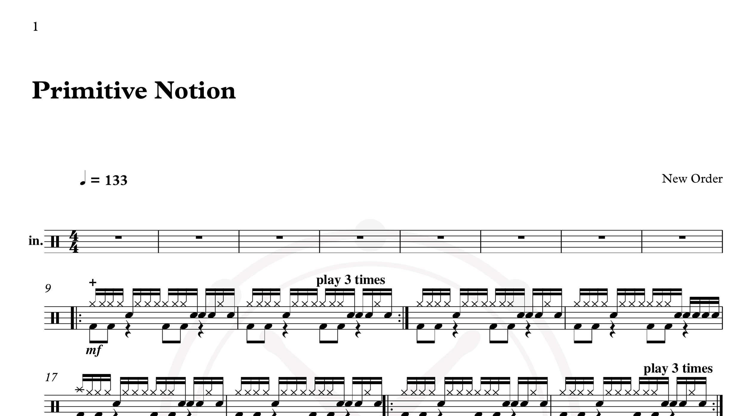 New Order – Primitive Notion鼓谱