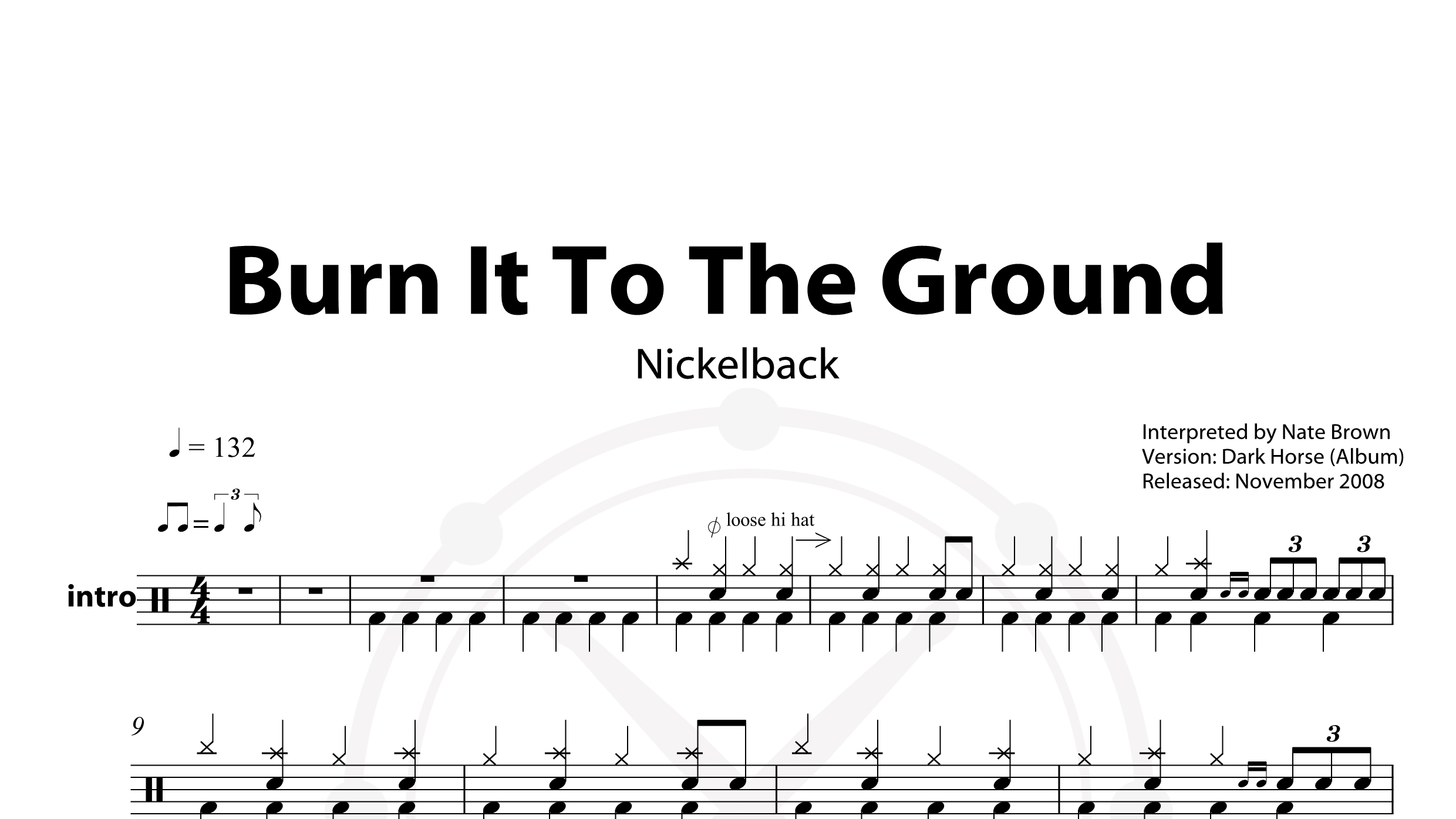 Nickelback – Burn It To The Ground鼓谱