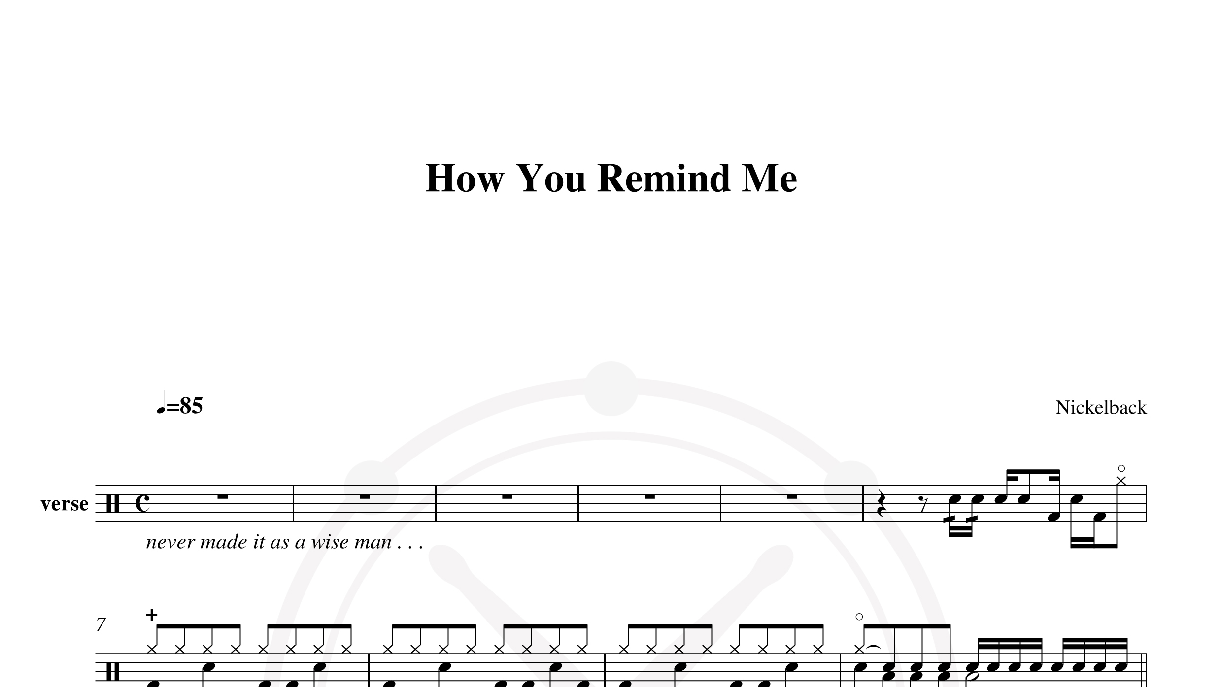 Nickelback – How You Remind Me鼓谱