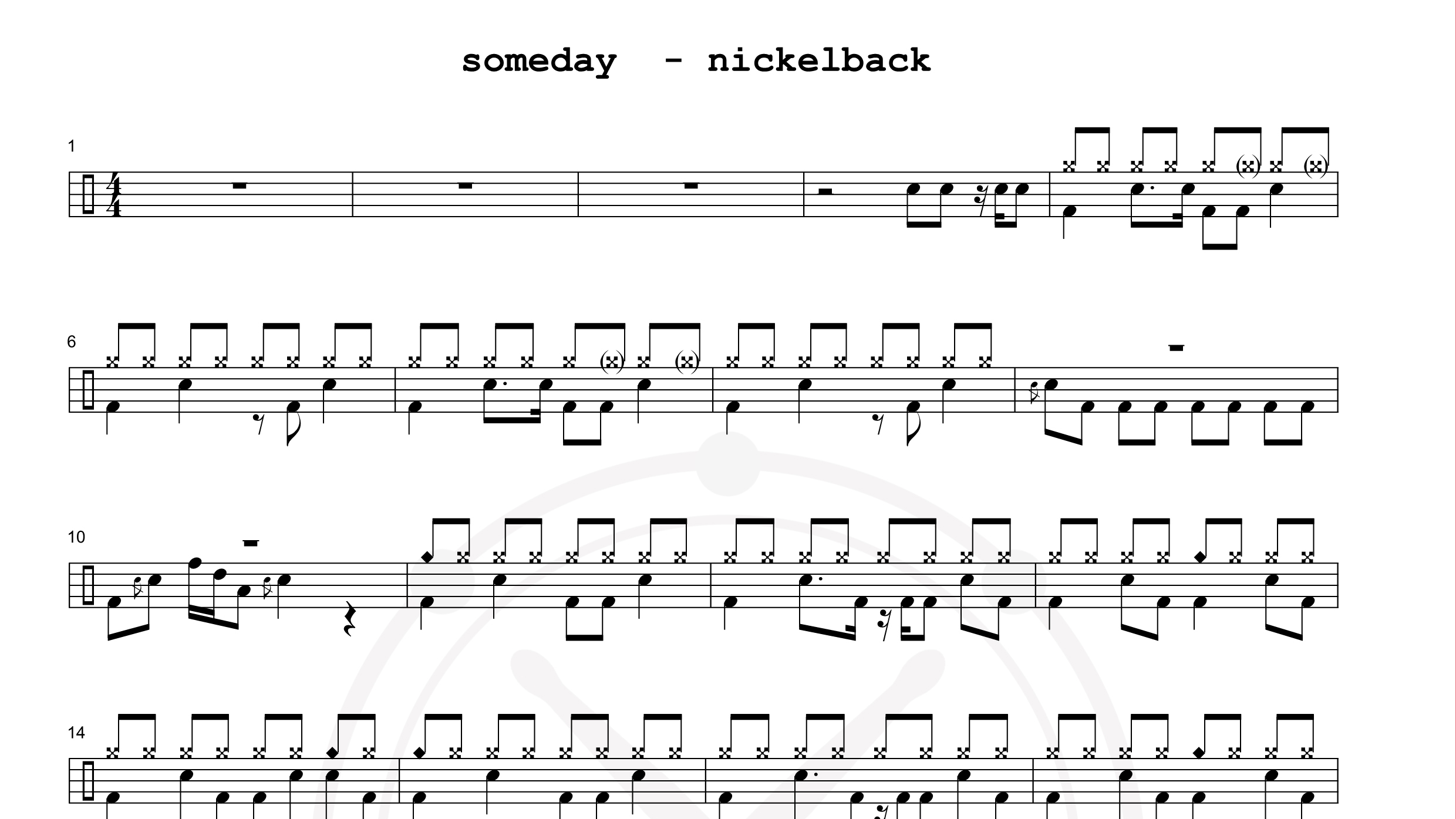 Nickelback – Someday鼓谱