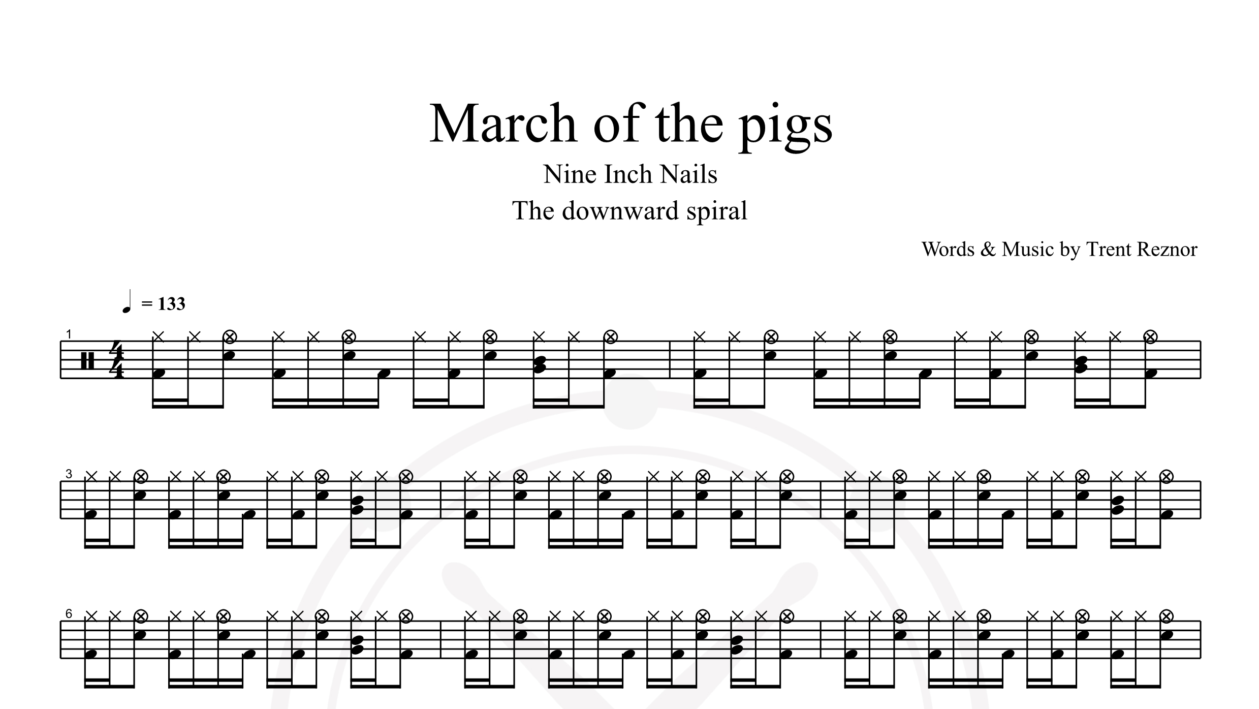 Nine Inch Nails – March of the pigs鼓谱