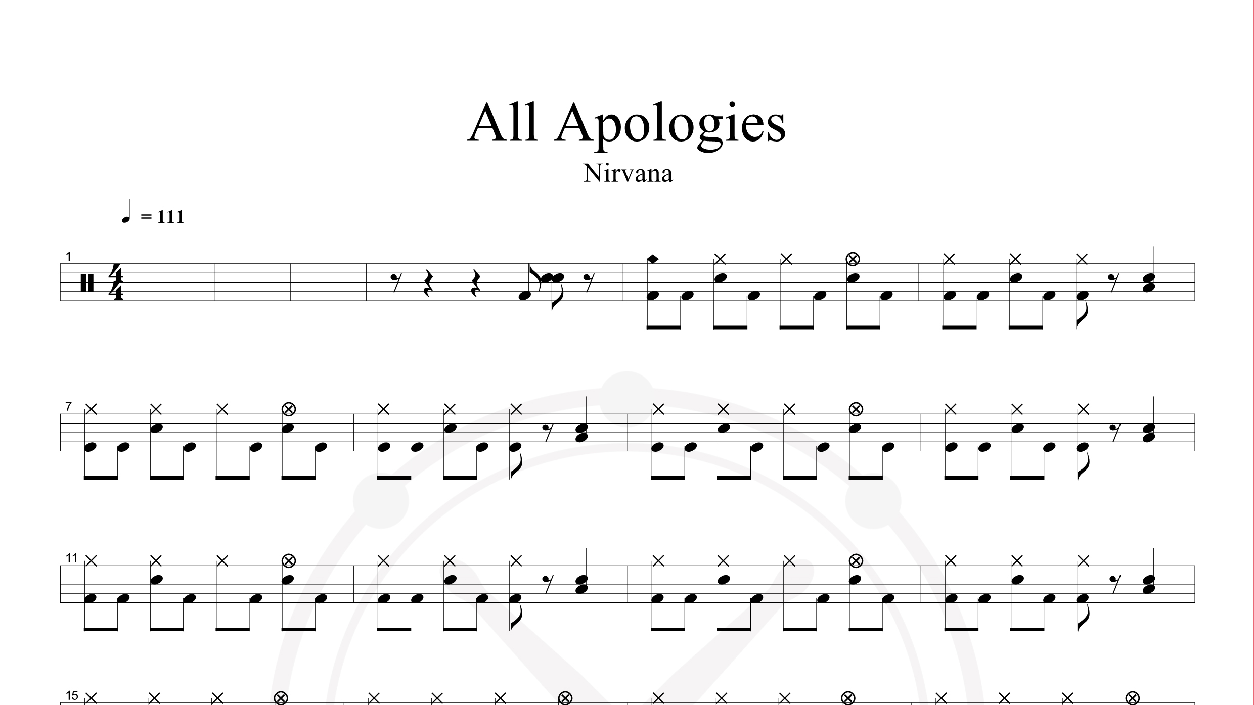 Nirvana – All Apologies鼓谱