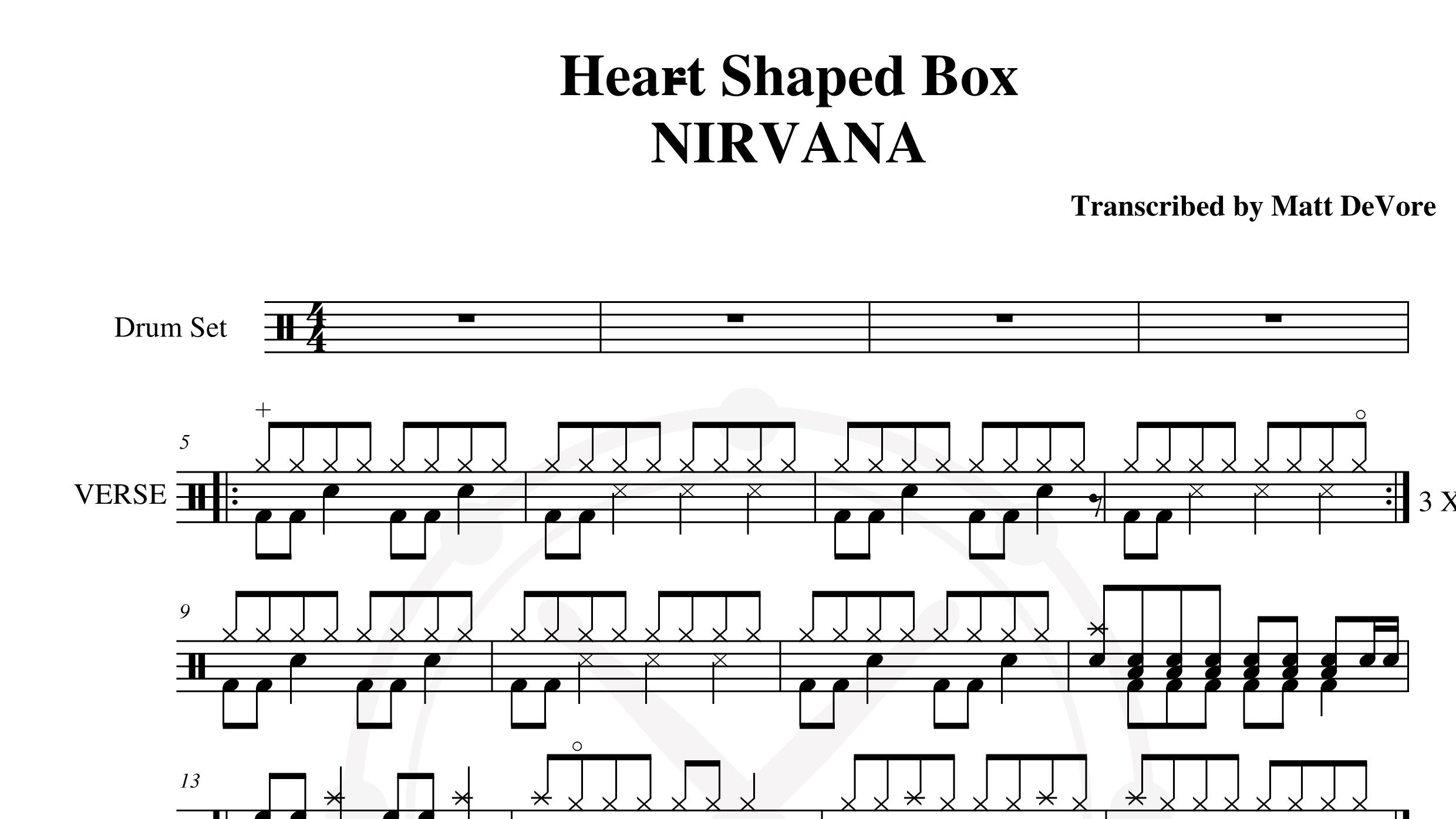 Nirvana – Heart shaped box鼓谱