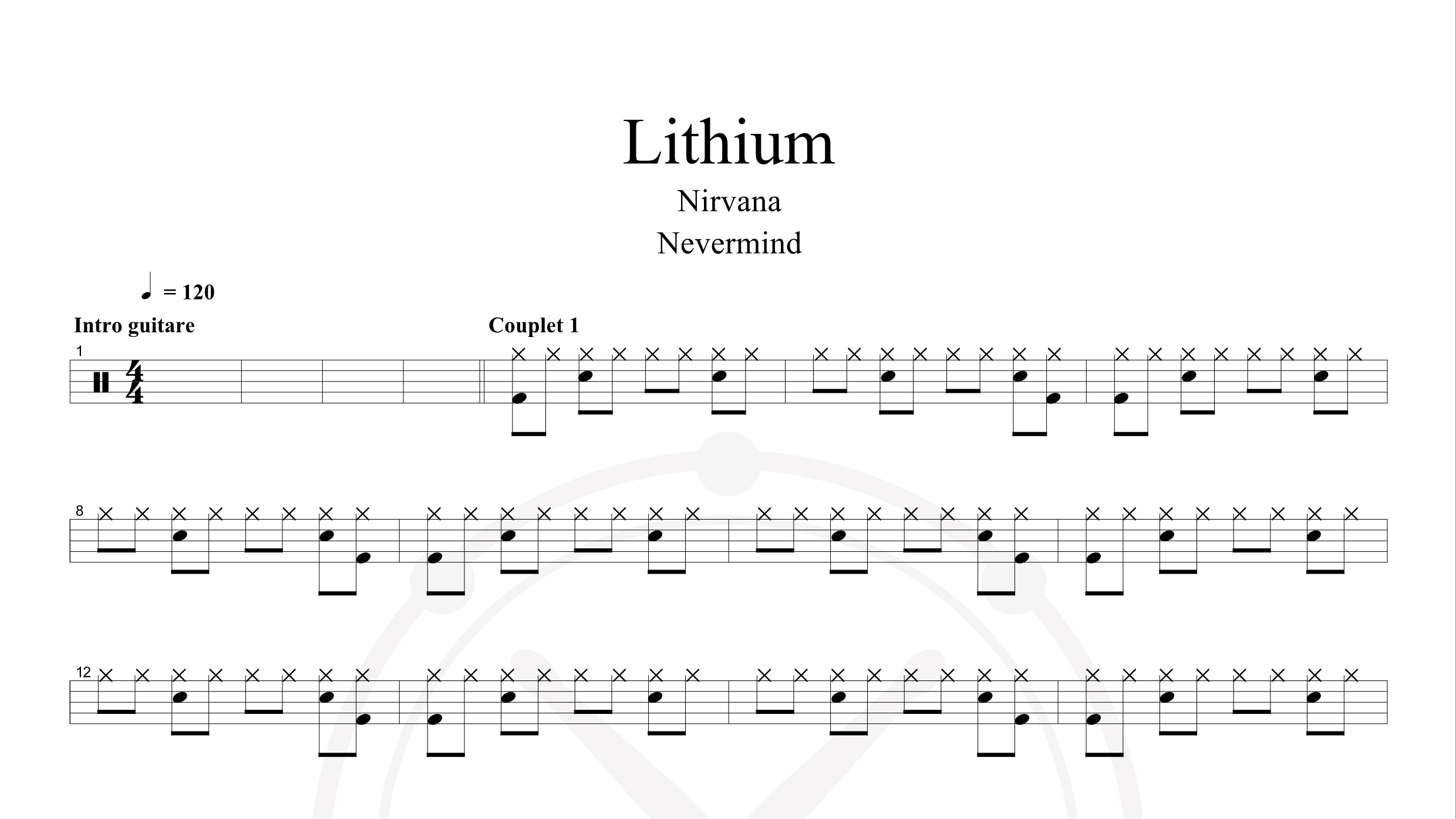 Nirvana – Lithium鼓谱