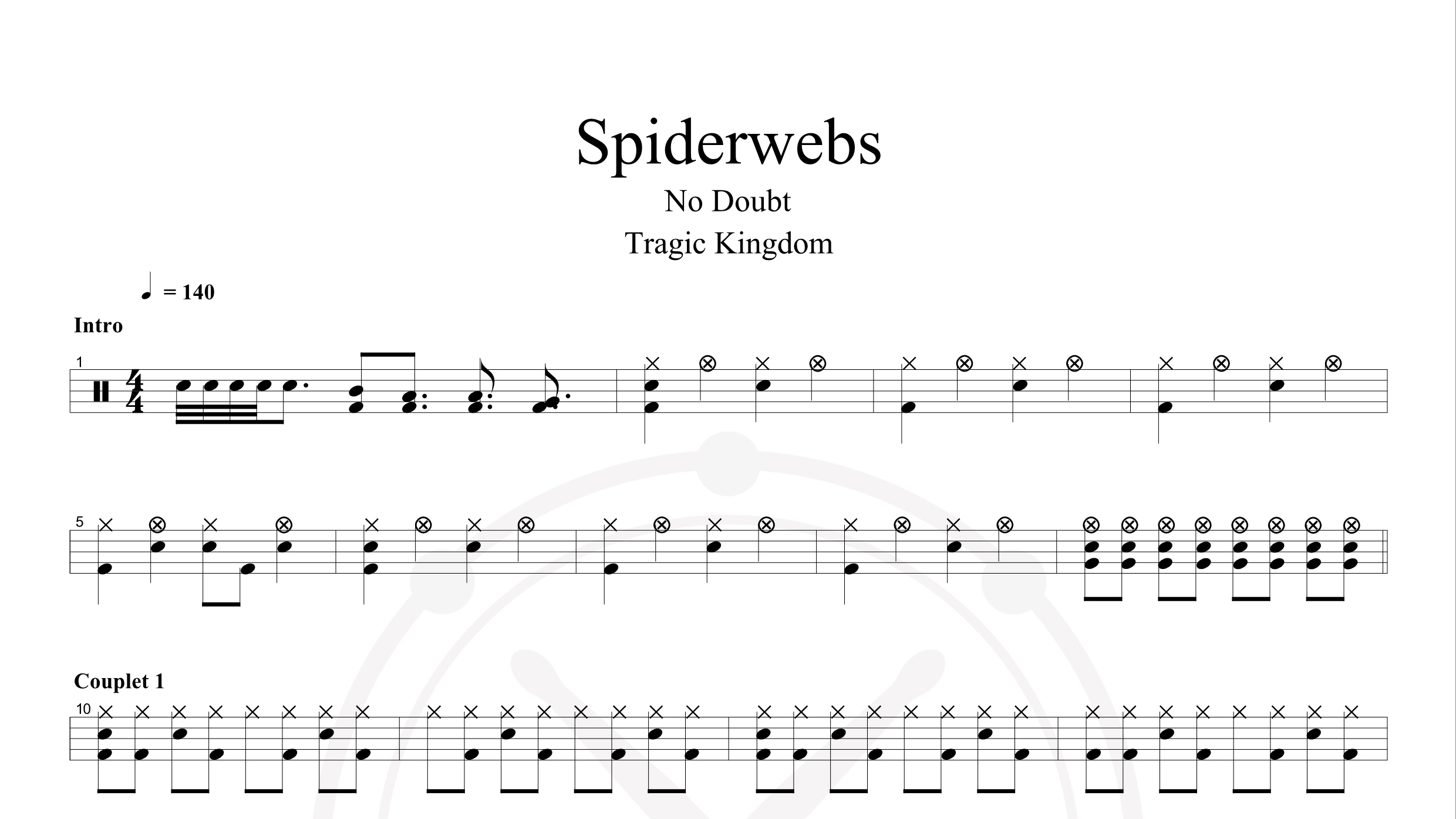 No Doubt – Spiderwebs鼓谱