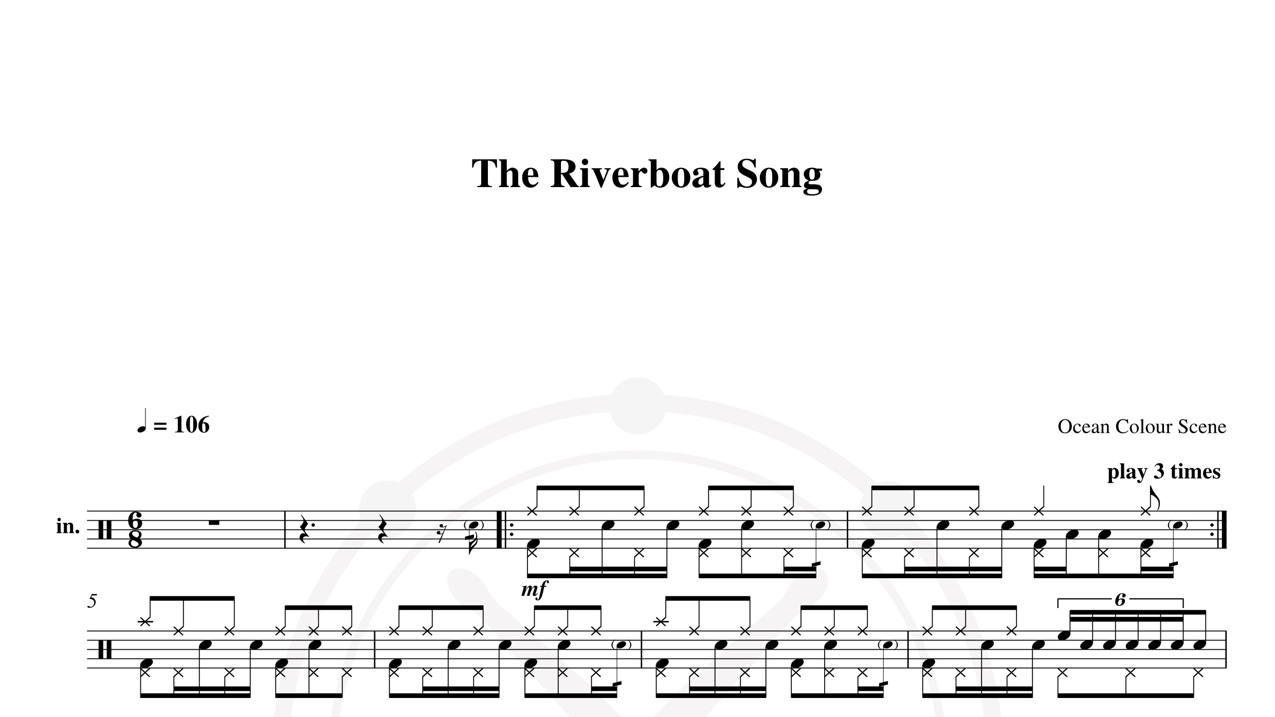Ocean Colour Scene – the riverboat song鼓谱