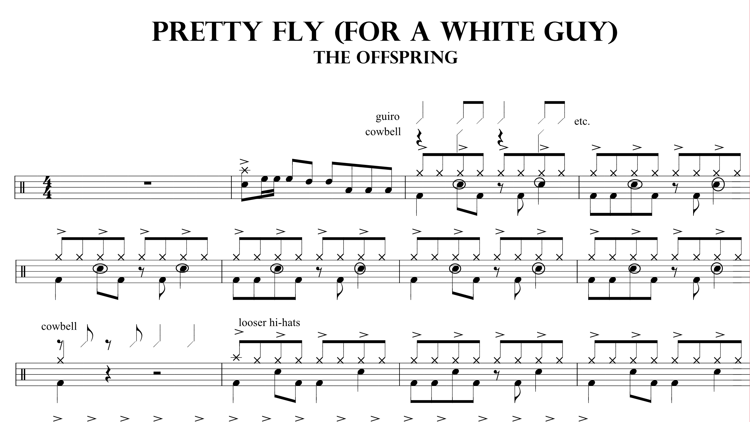 Offspring – Pretty Fly (For A White Guy)鼓谱
