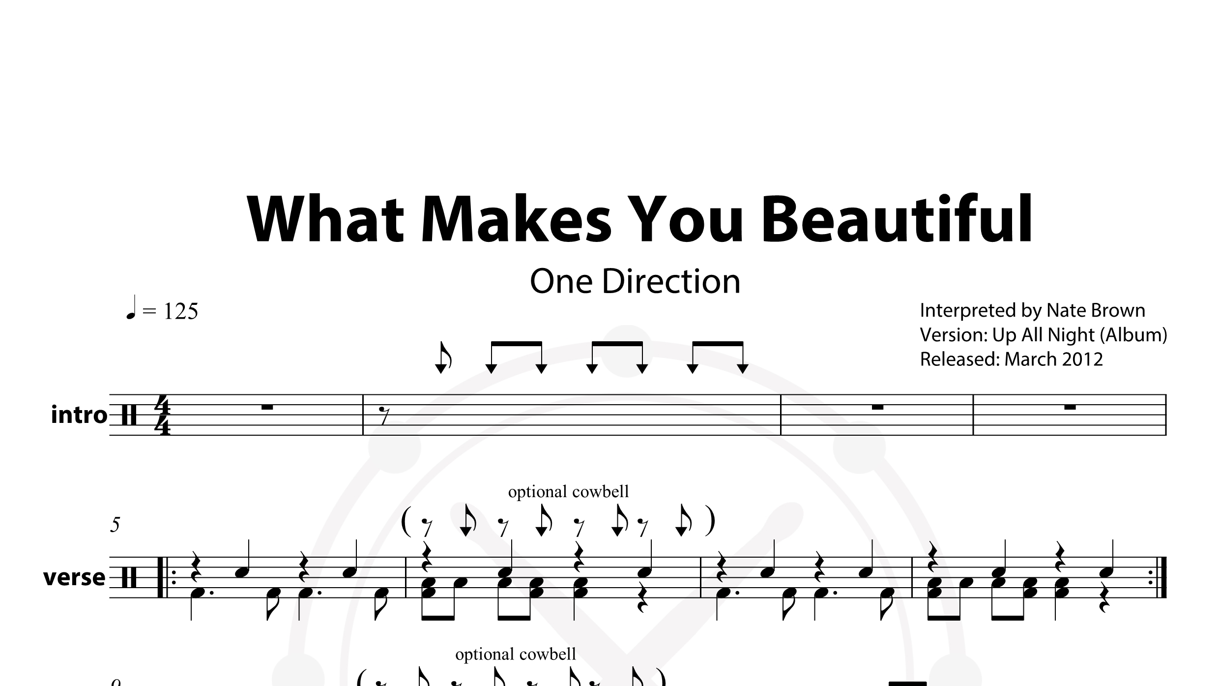 One Direction – What Makes You Beautiful鼓谱
