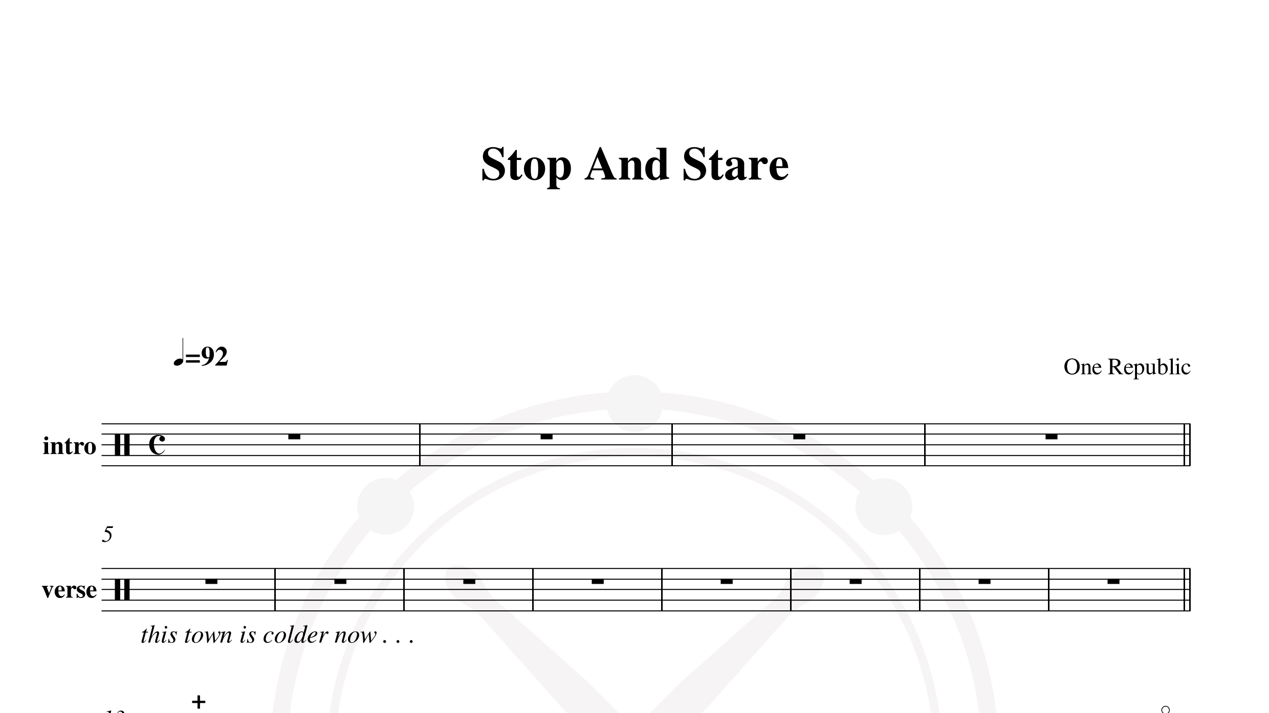 One Republic – stop and stare (2)鼓谱