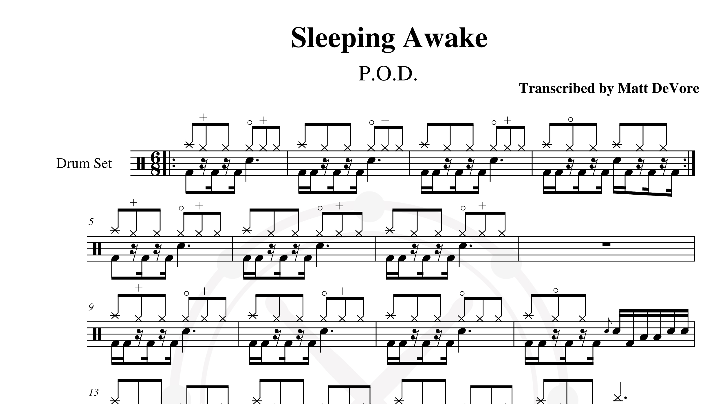 POD – Sleeping Awake鼓谱