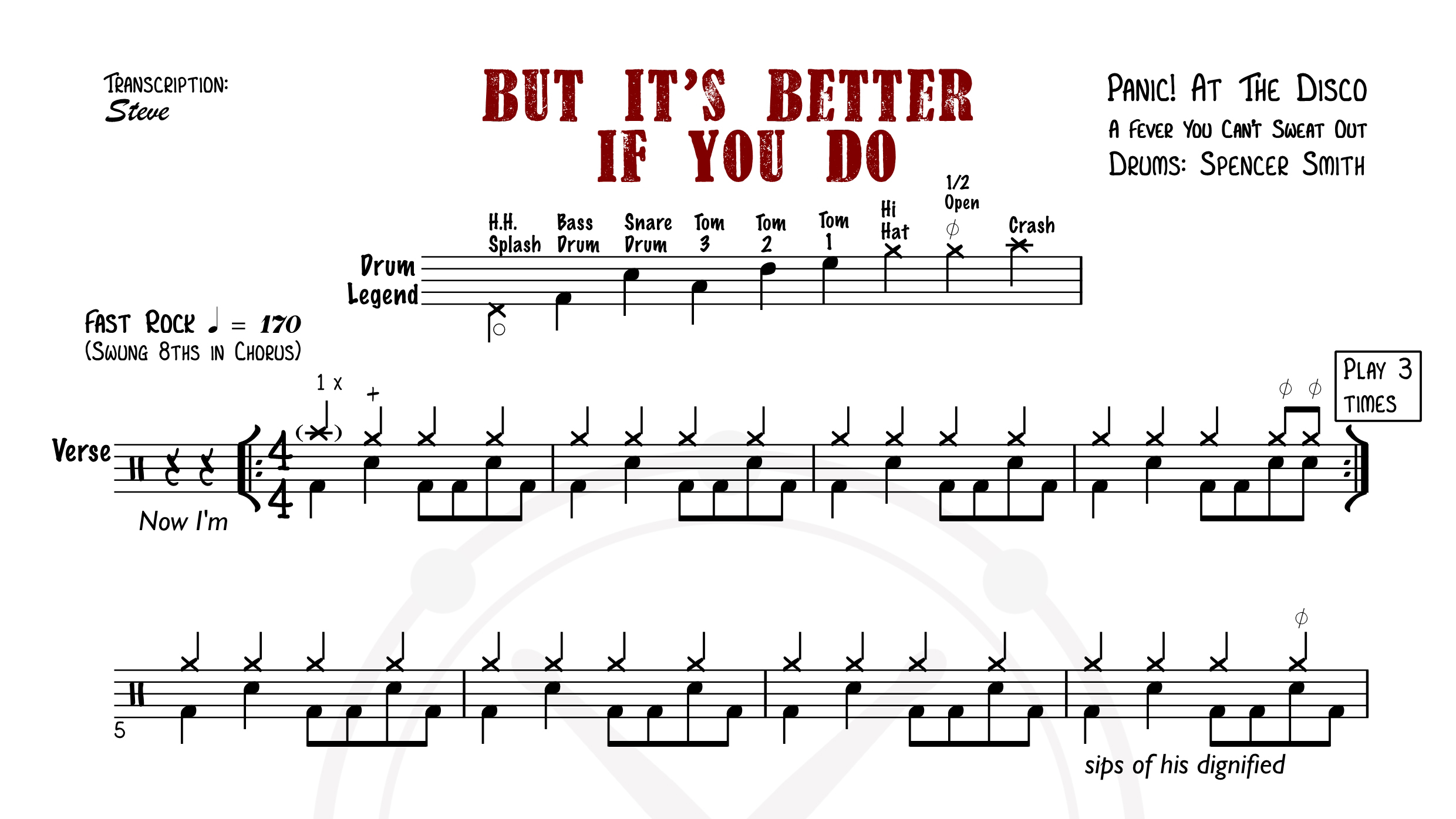 Panic！- But its better if you do鼓谱