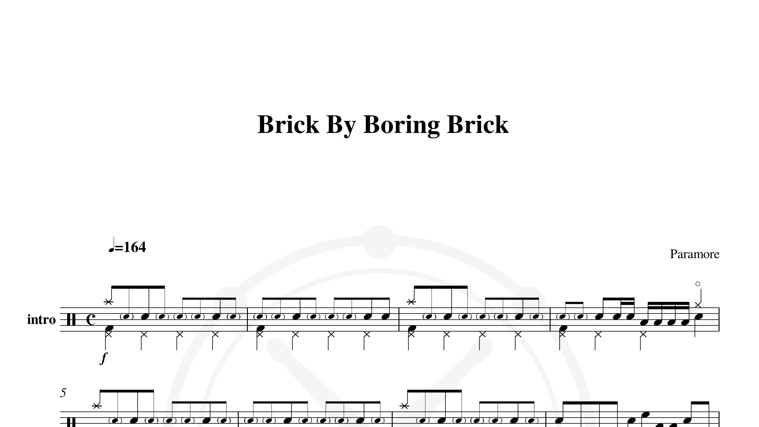 Paramore – Brick by boring brick鼓谱