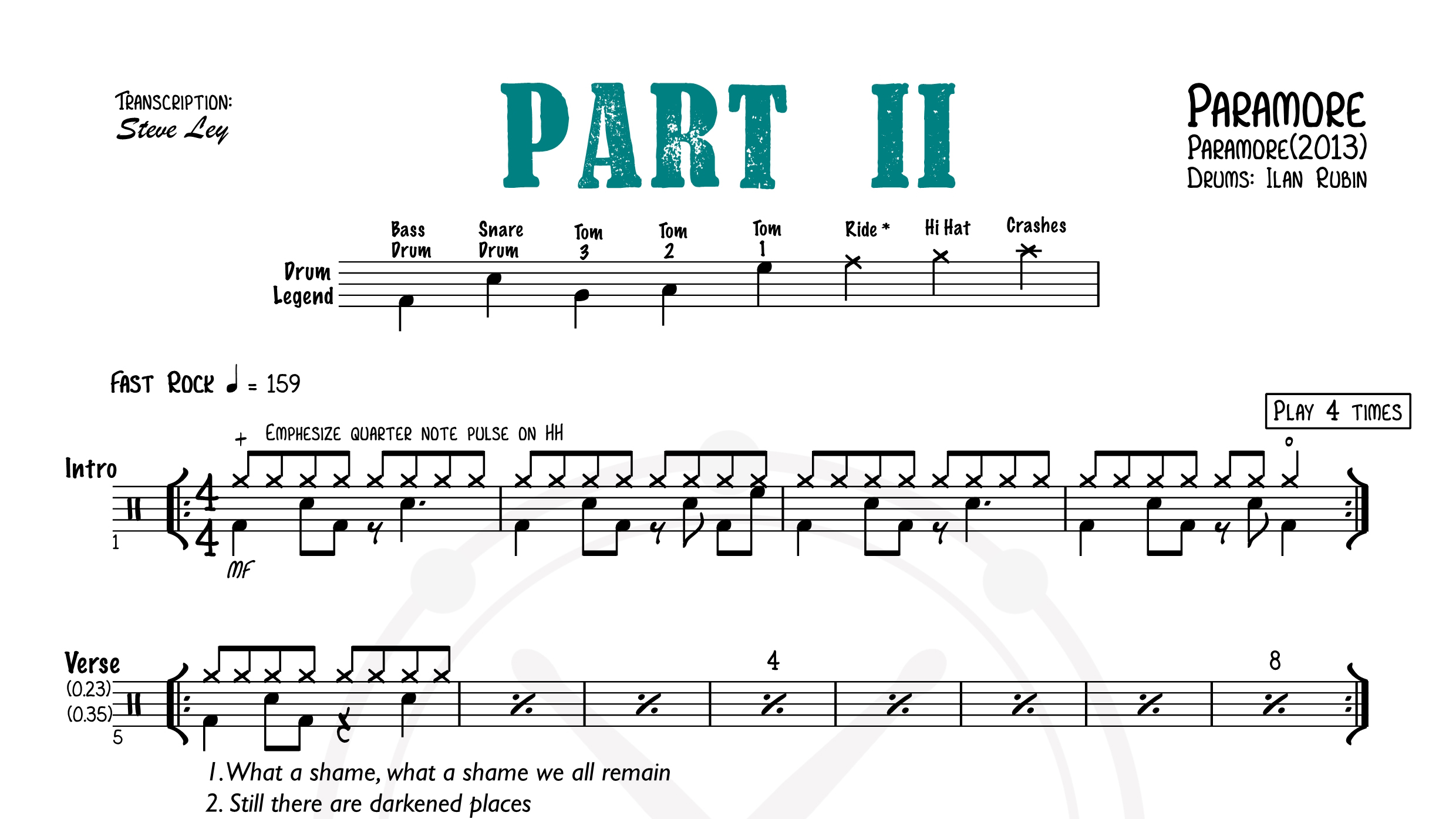 Paramore – Part II鼓谱