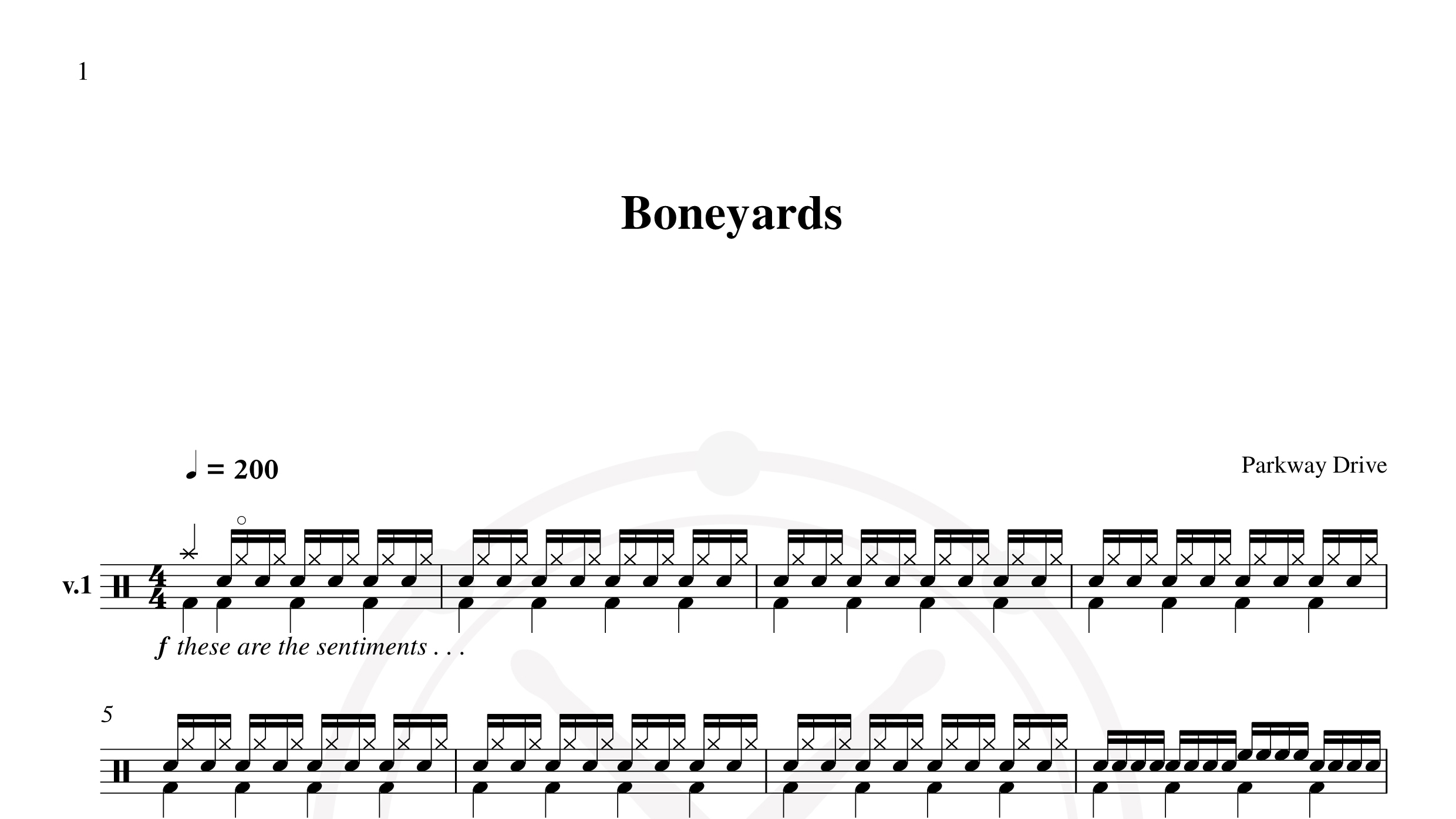 Parkway Drive – Boneyards鼓谱