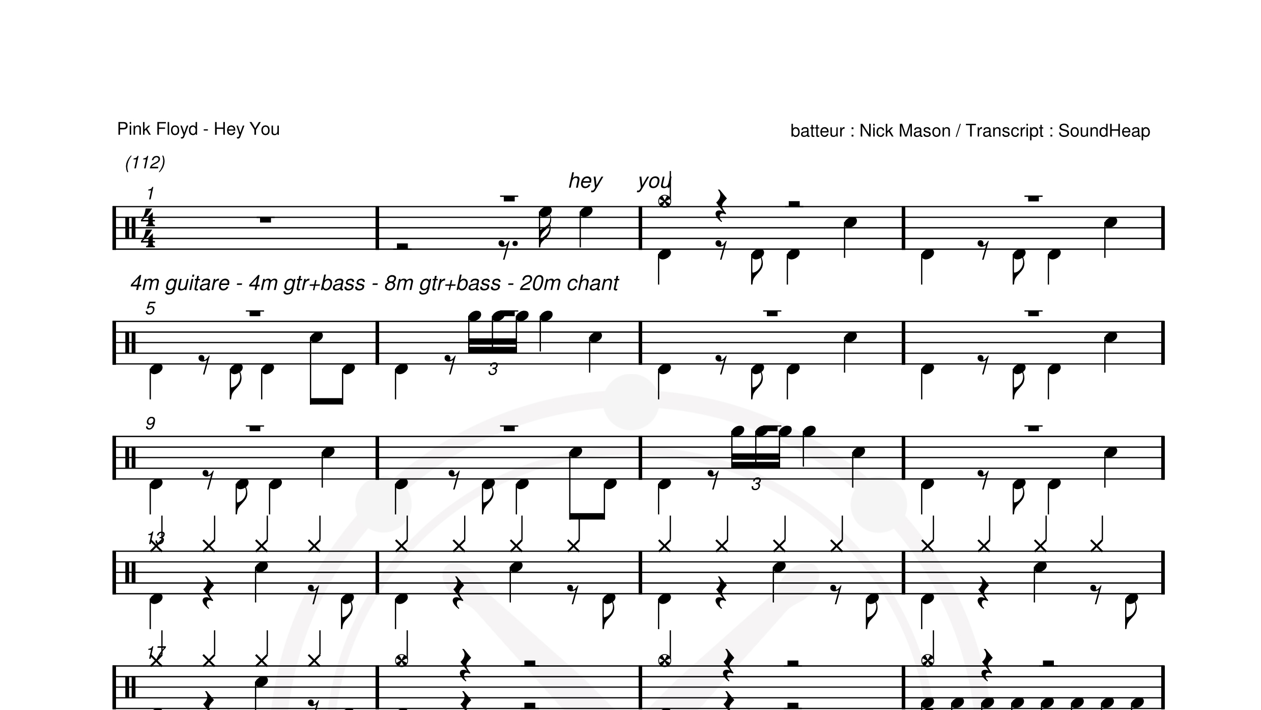 Pink Floyd – Hey you鼓谱