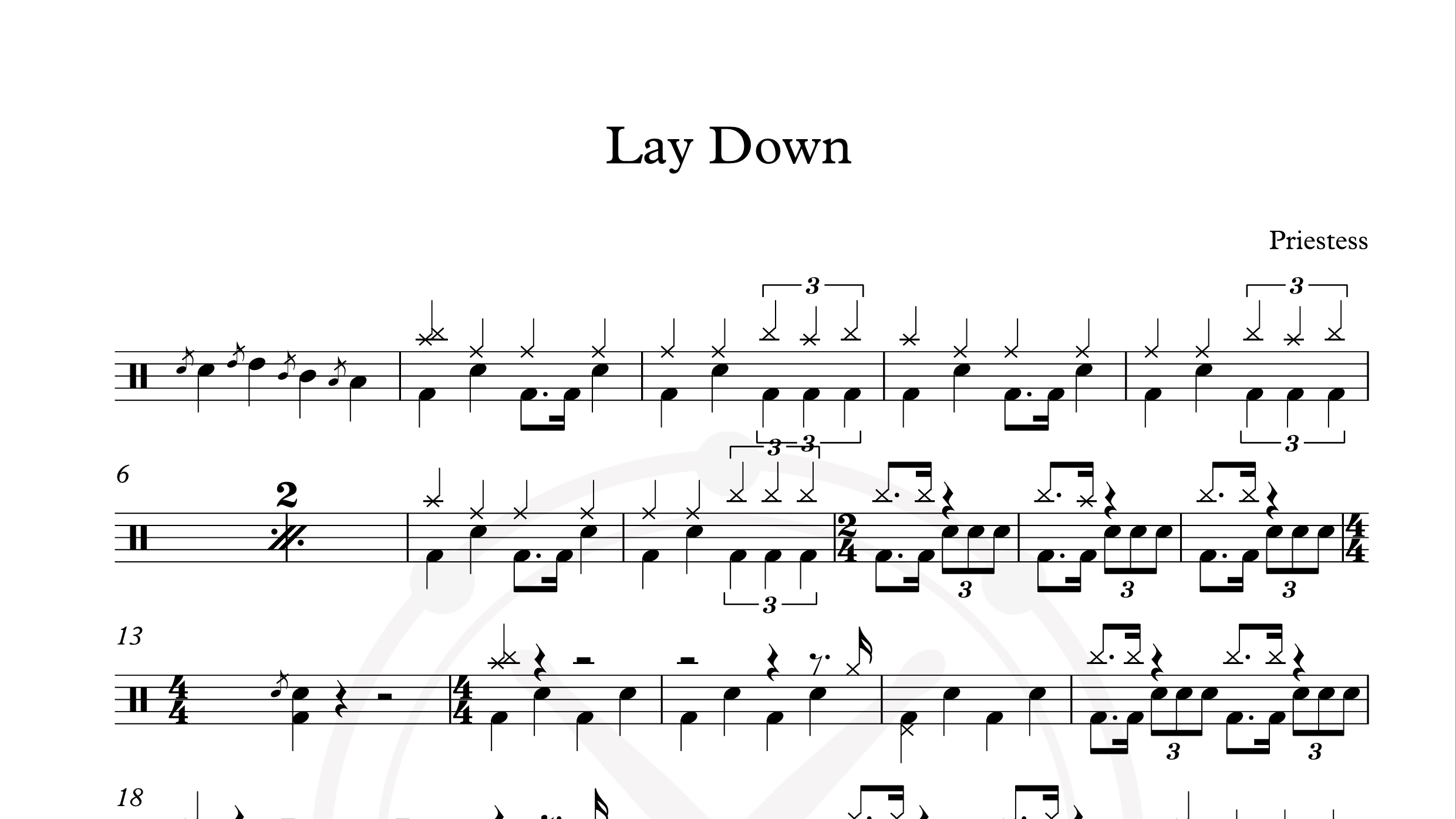 Priestess – Lay Down鼓谱