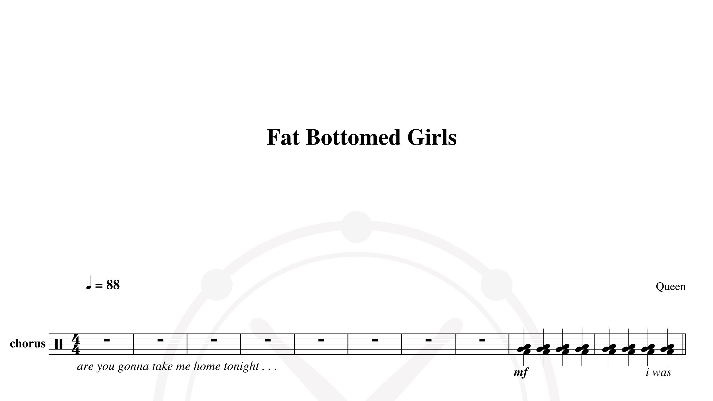 Queen – Fat bottomed girls鼓谱